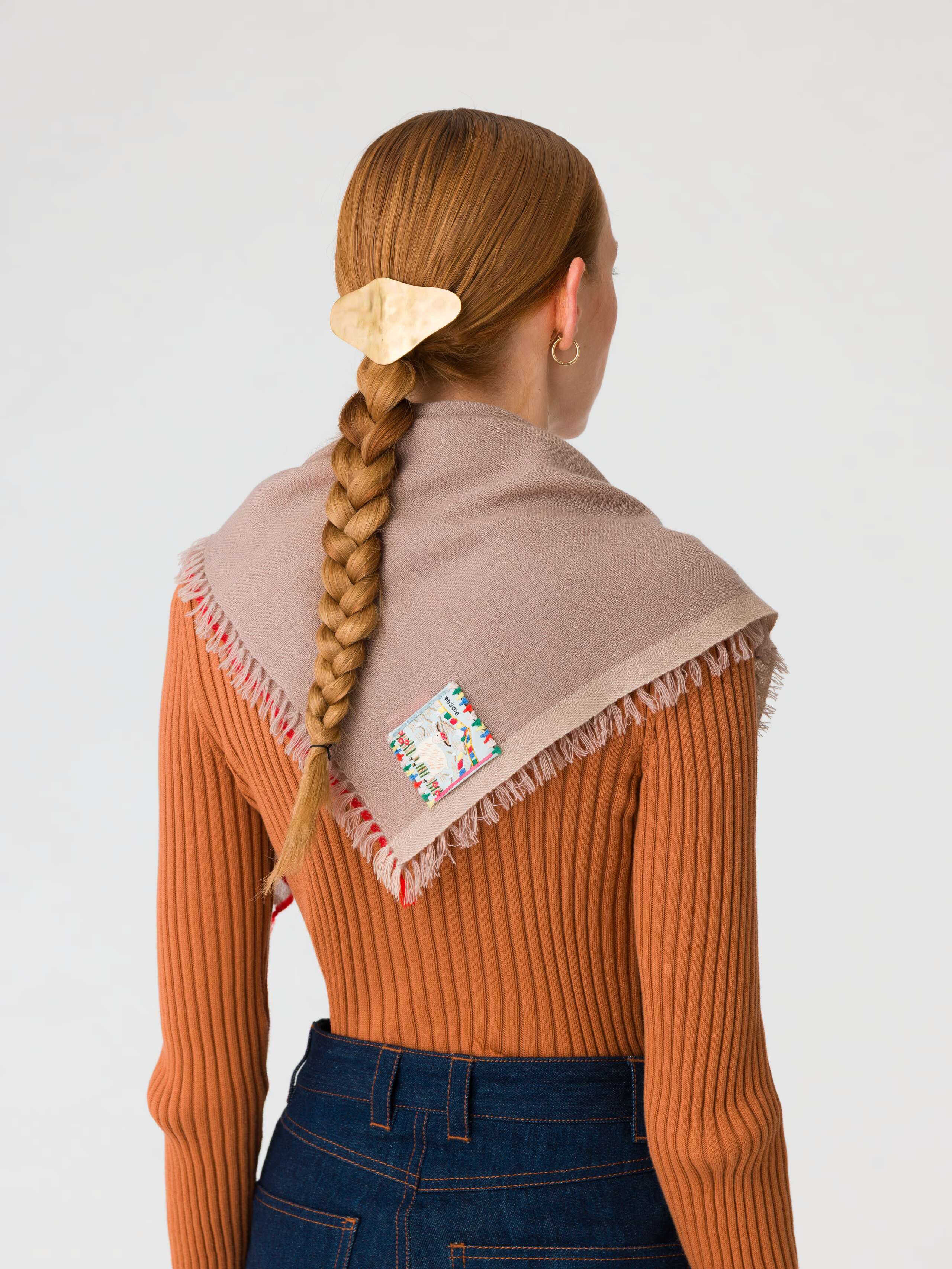 Blia Stole in Twinset Beige on model