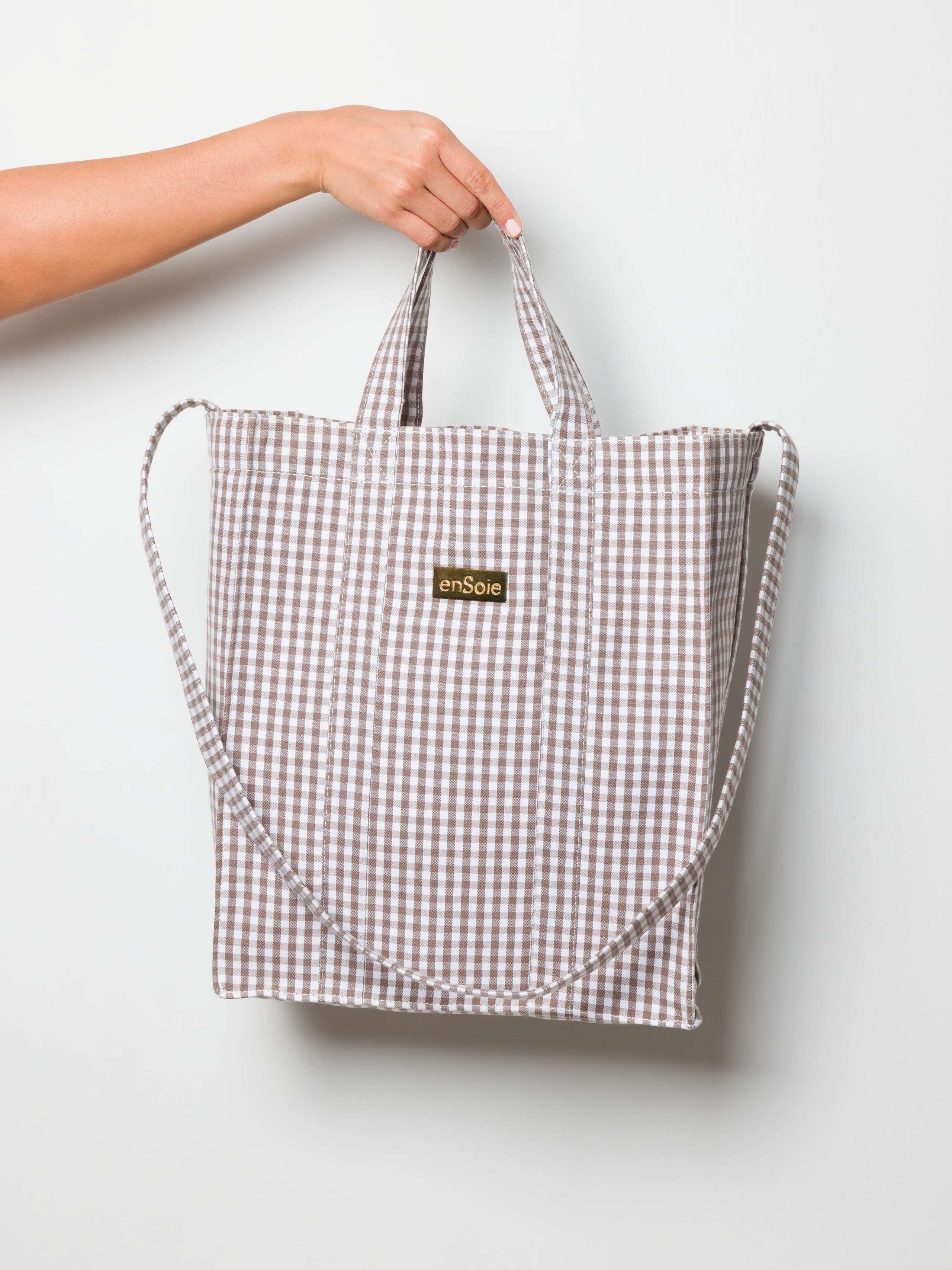 Cabas bag vichy in Moonrock, medium