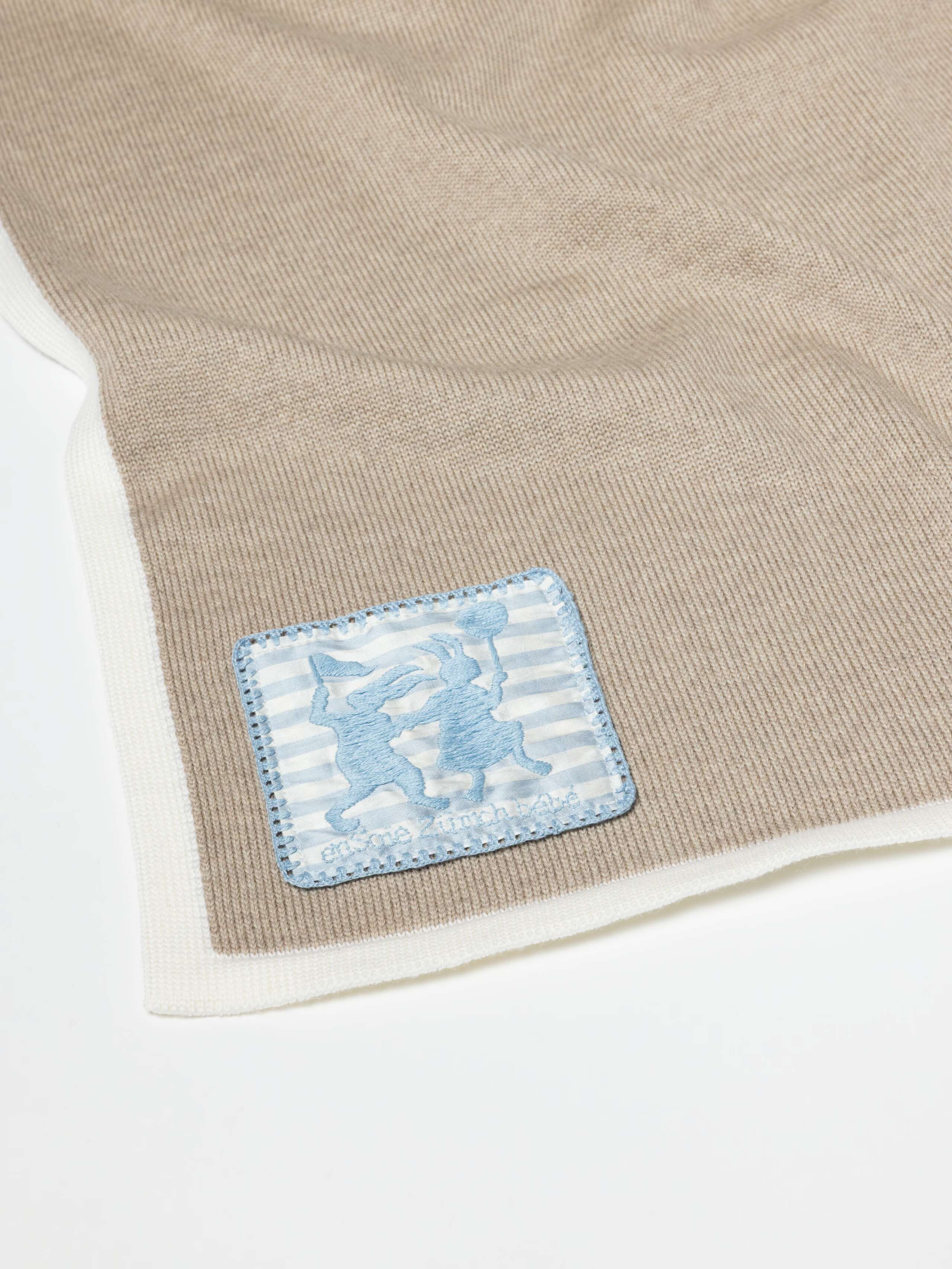 Detail Shot of Baby Knit Blanket in Bunny Brown 
