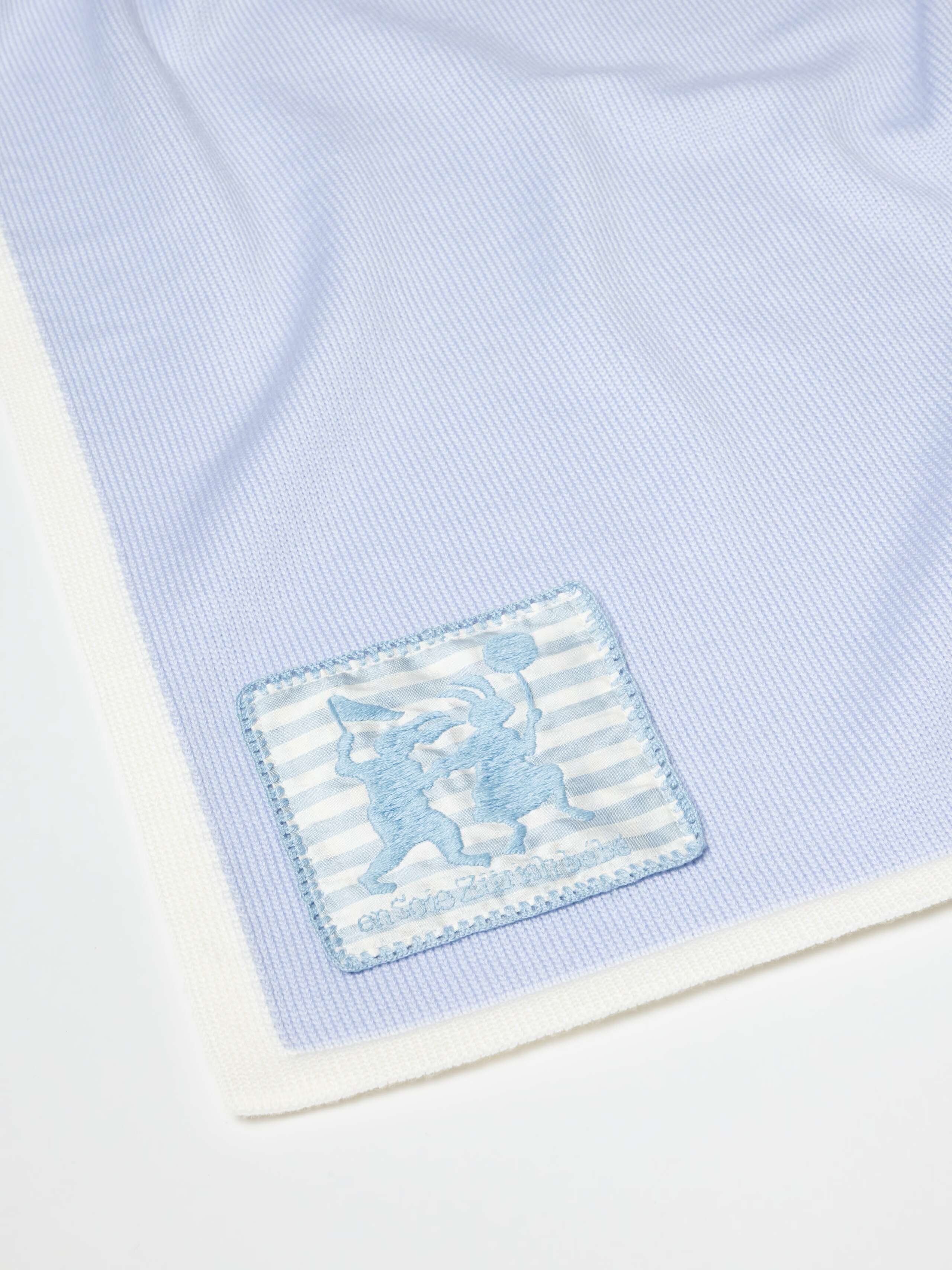 Detail Shot of Baby Knit Blanket in Sky Blue