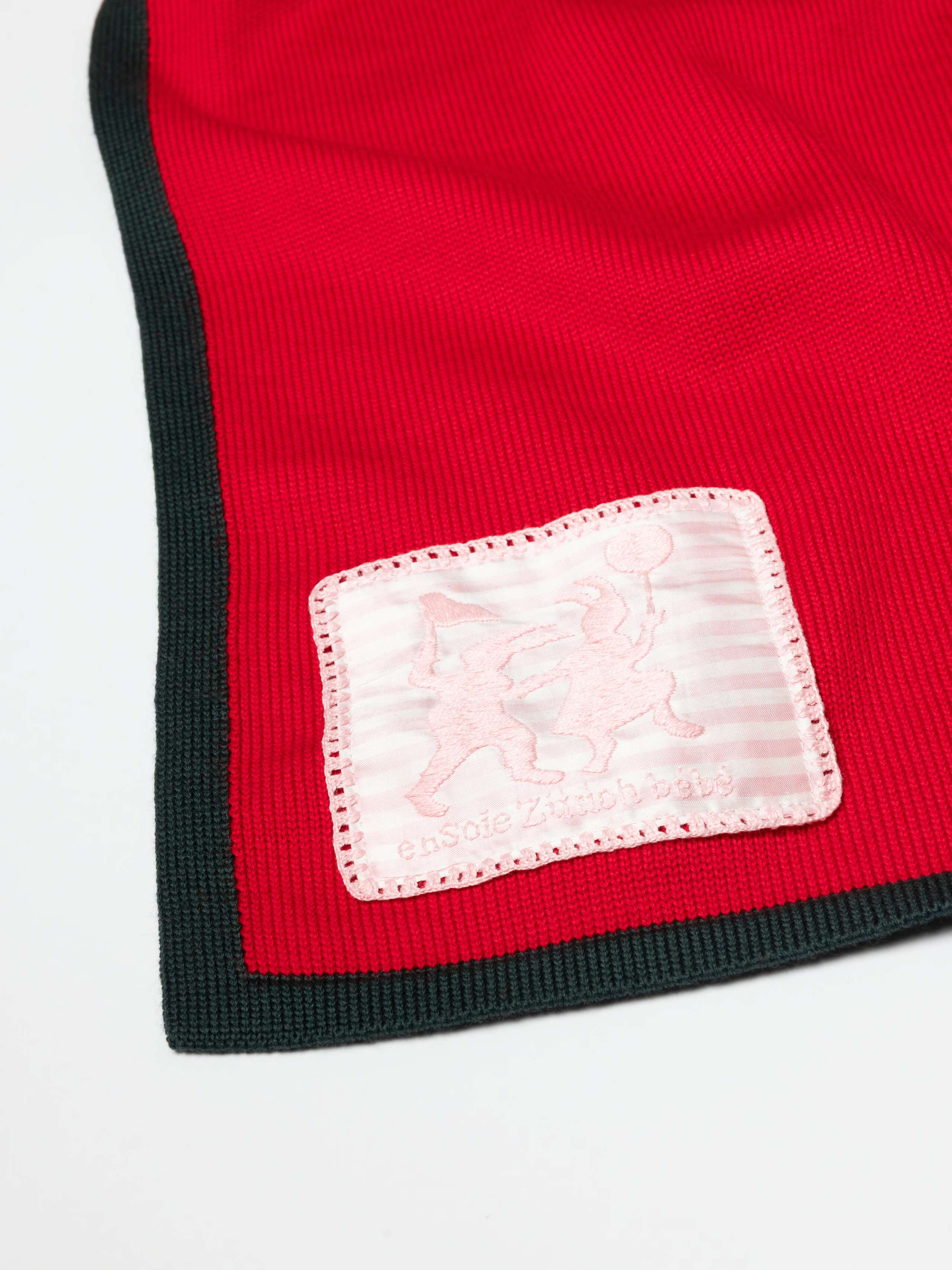 Detail Shot of Baby Knit Blanket in Cherry Red 
