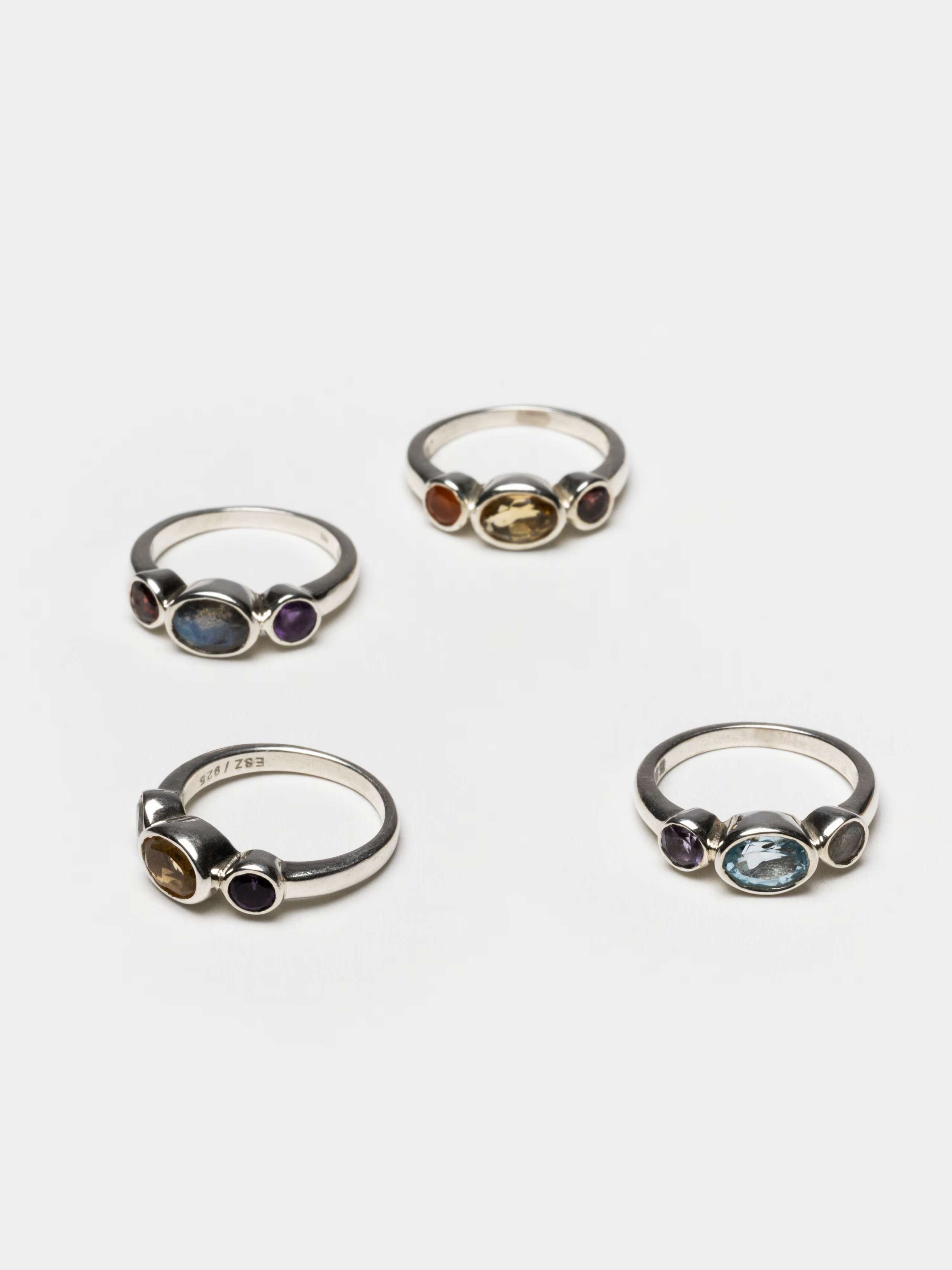 Product Shot of Triple Stone Ring (S) in Silver 