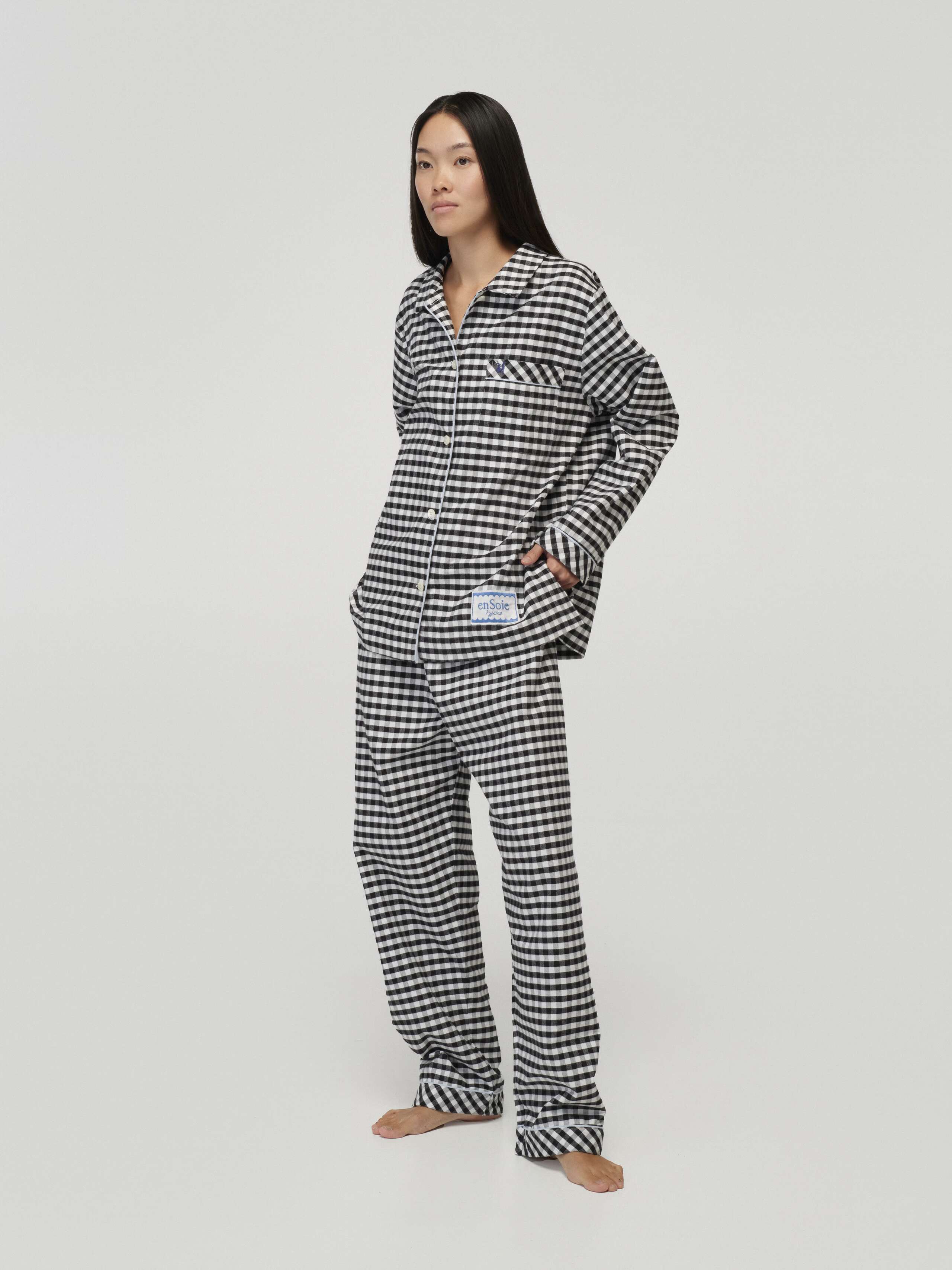 Model Wearing New Valentine Pyjama in Black 