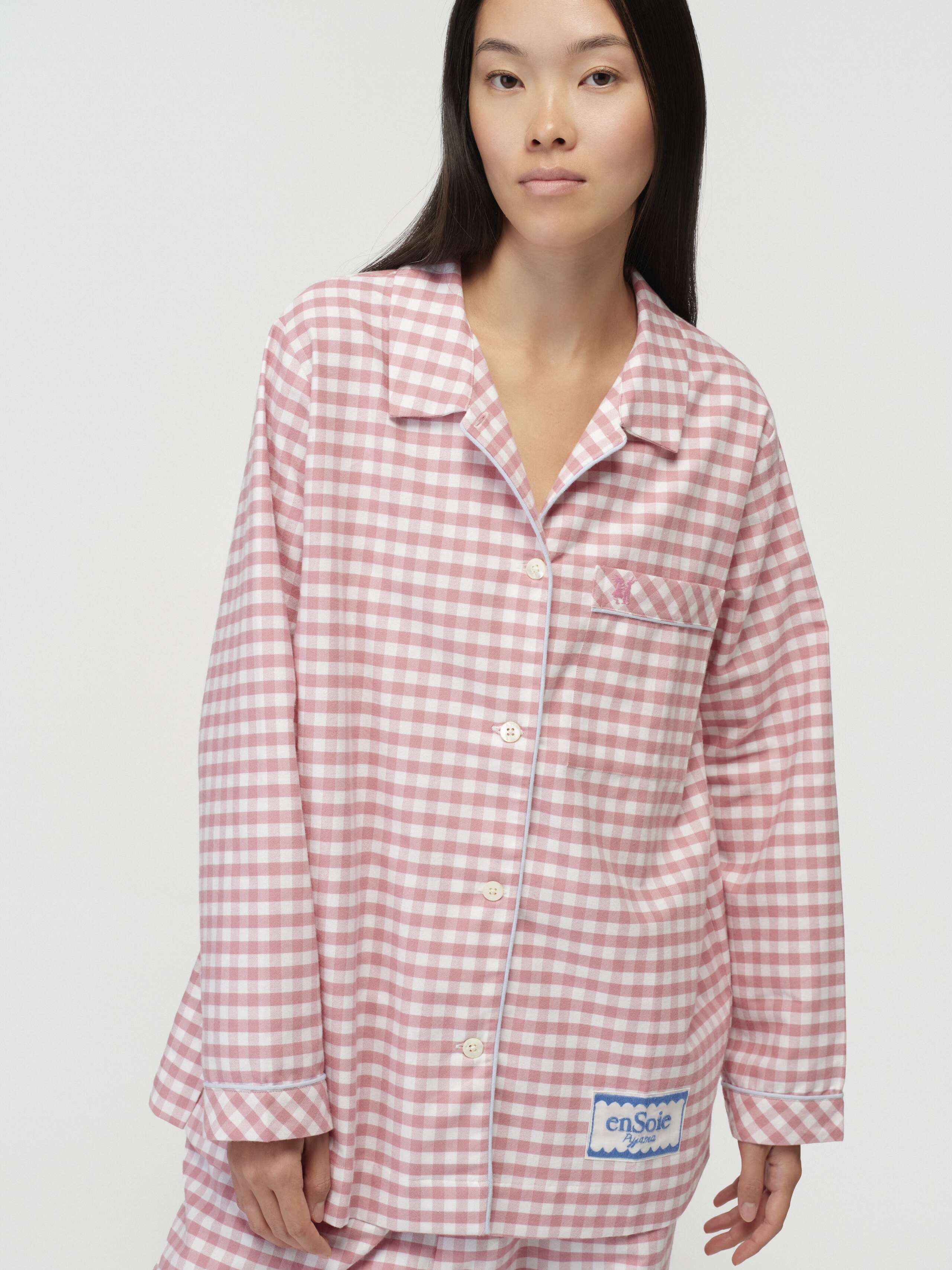 Model Wearing New Valentine Pyjama in Candy Pink 