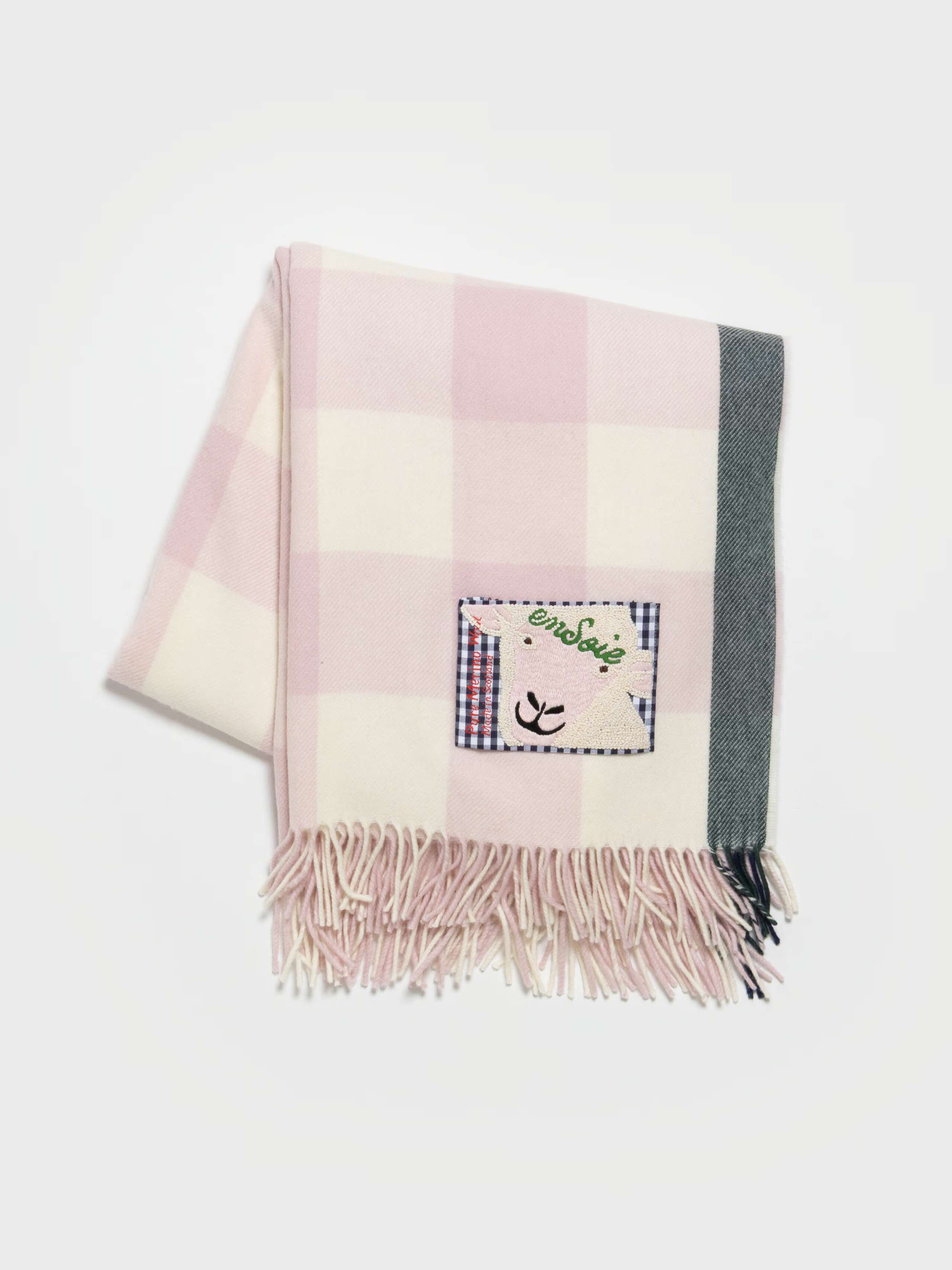 Product Shot of James Wool Blanket in Soft Pink 