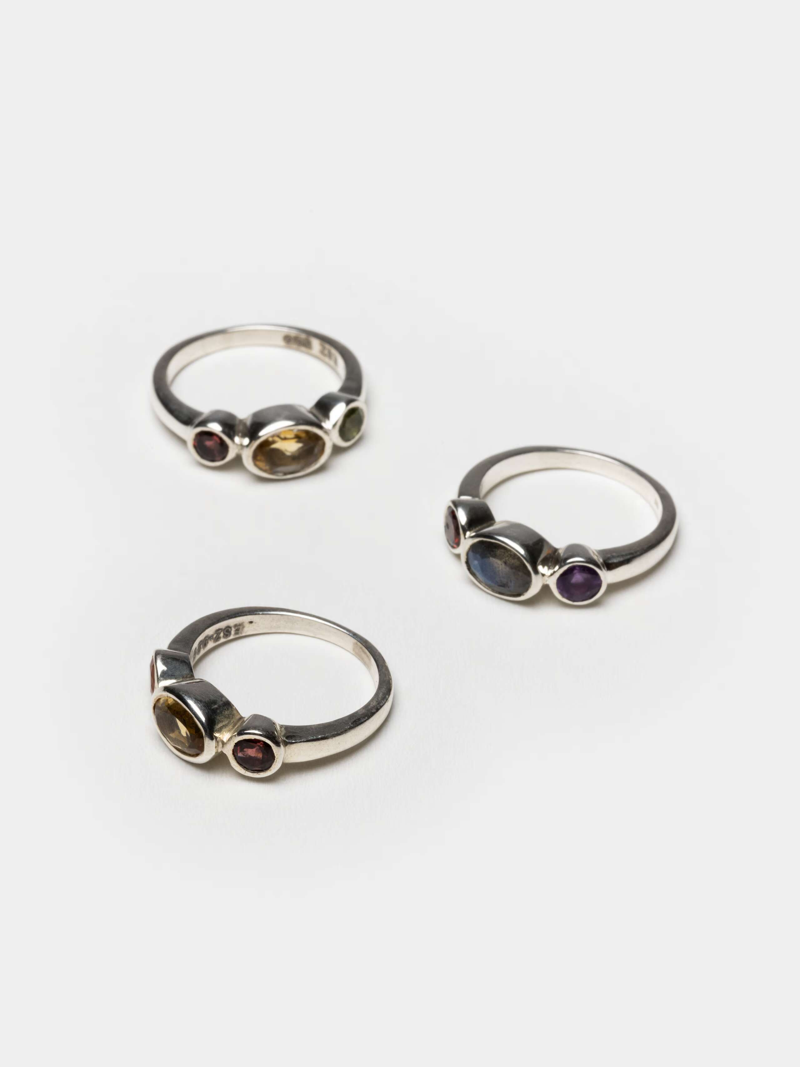 Product Shot of Triple Stone Ring (S) in Silver 