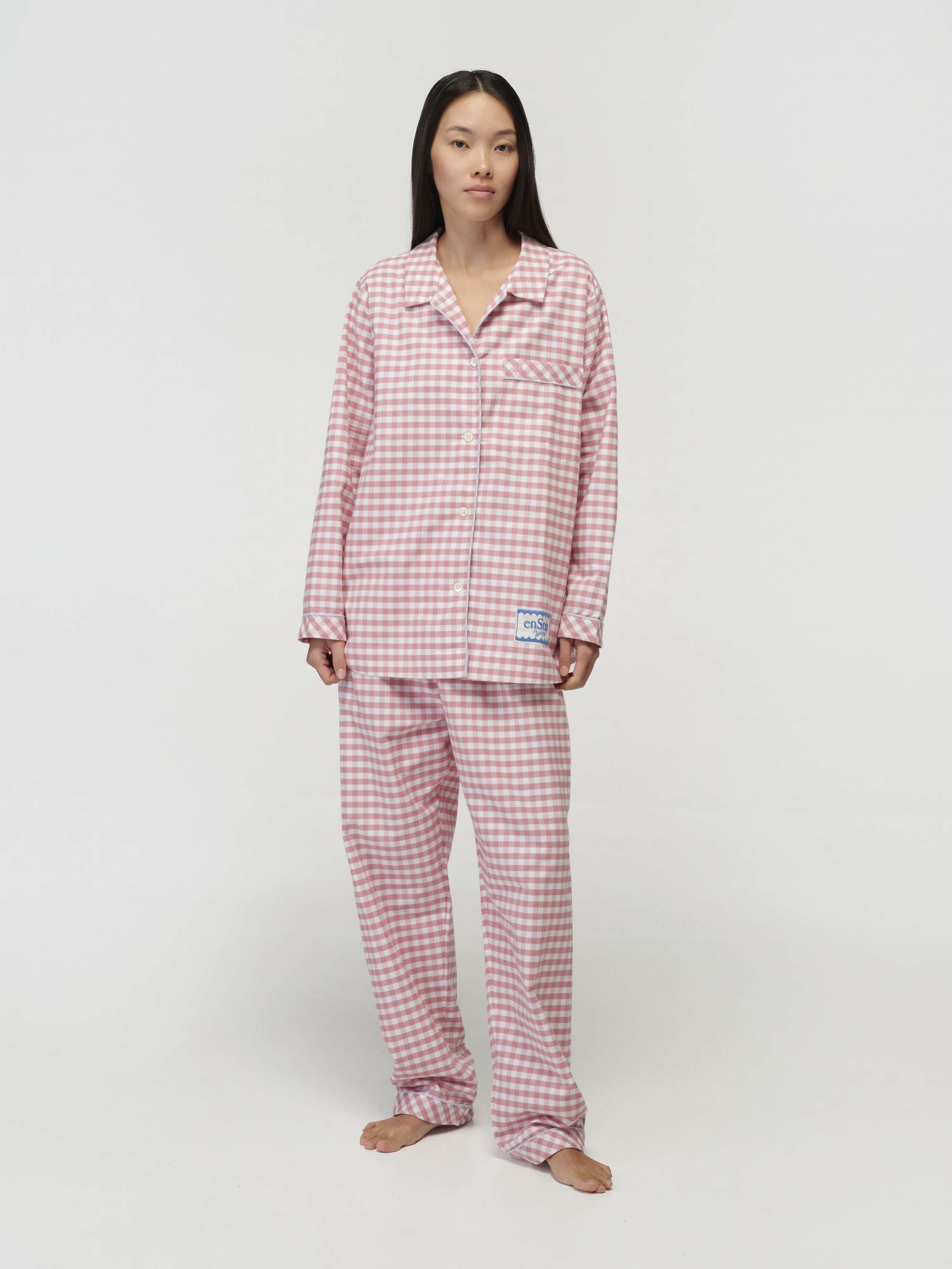 Model Wearing New Valentine Pyjama in Candy Pink 