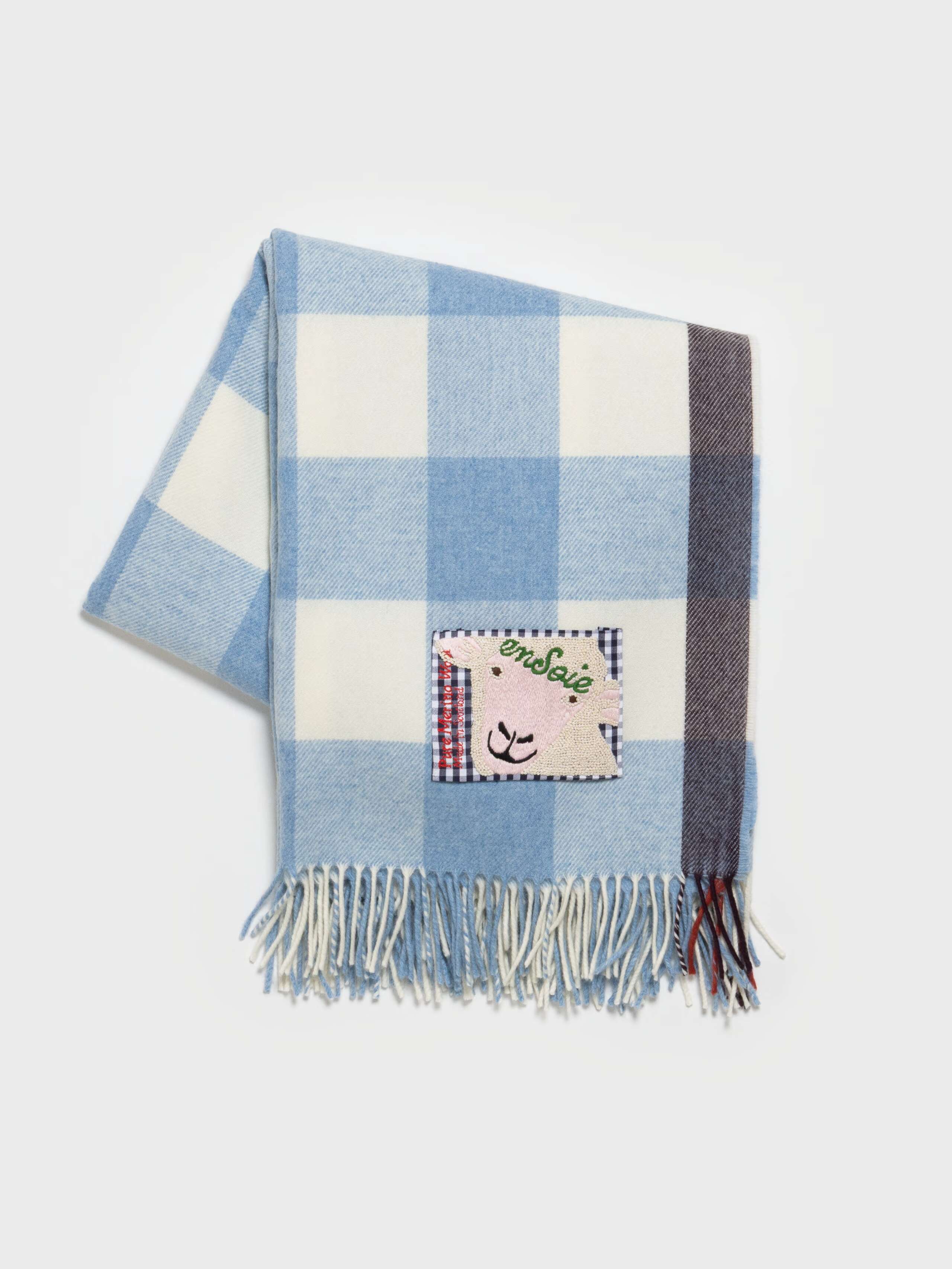 Product Shot of James Wool Blanket in Sky Blue 