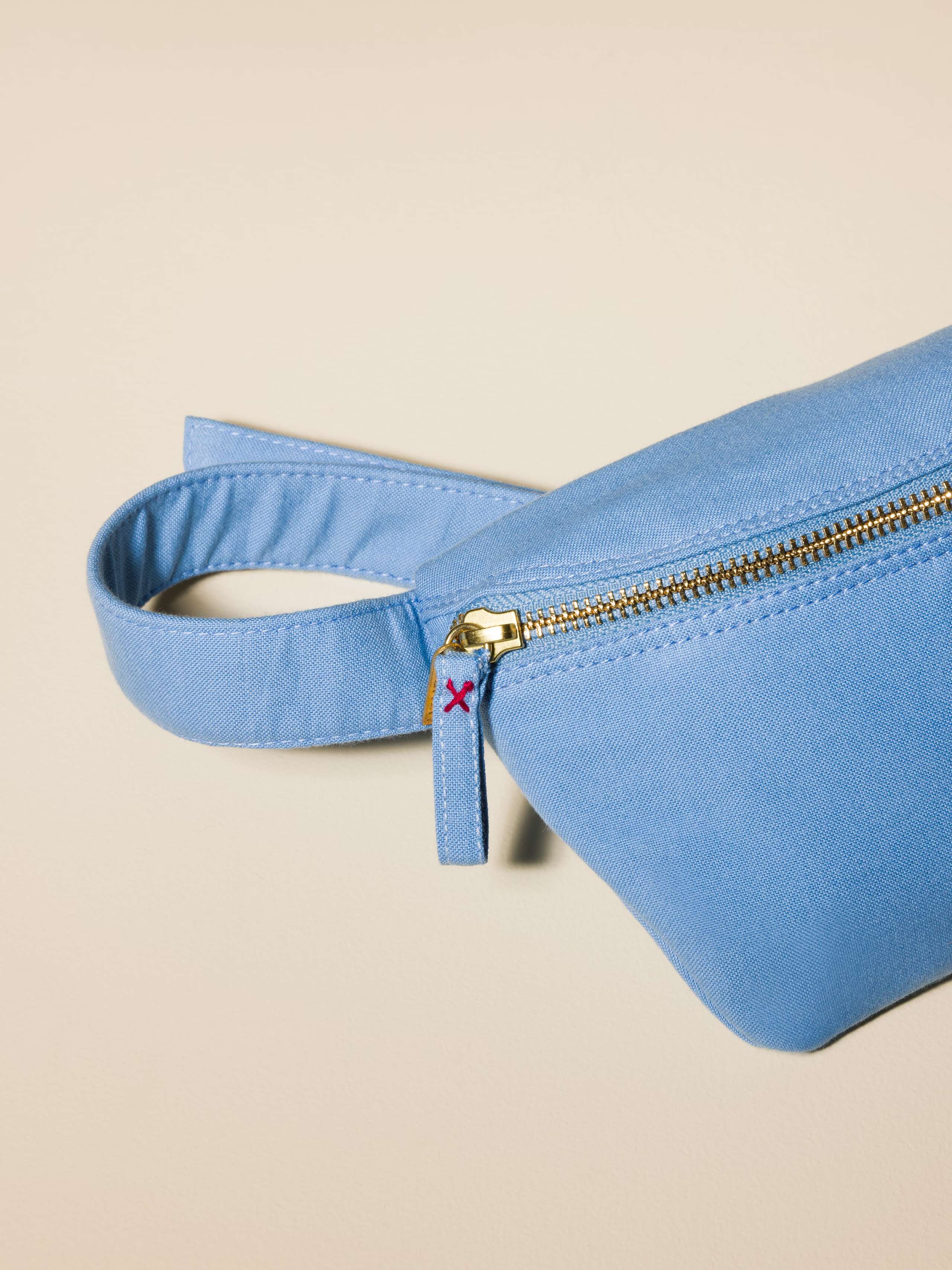 Picture of a cotton hip bag in light blue