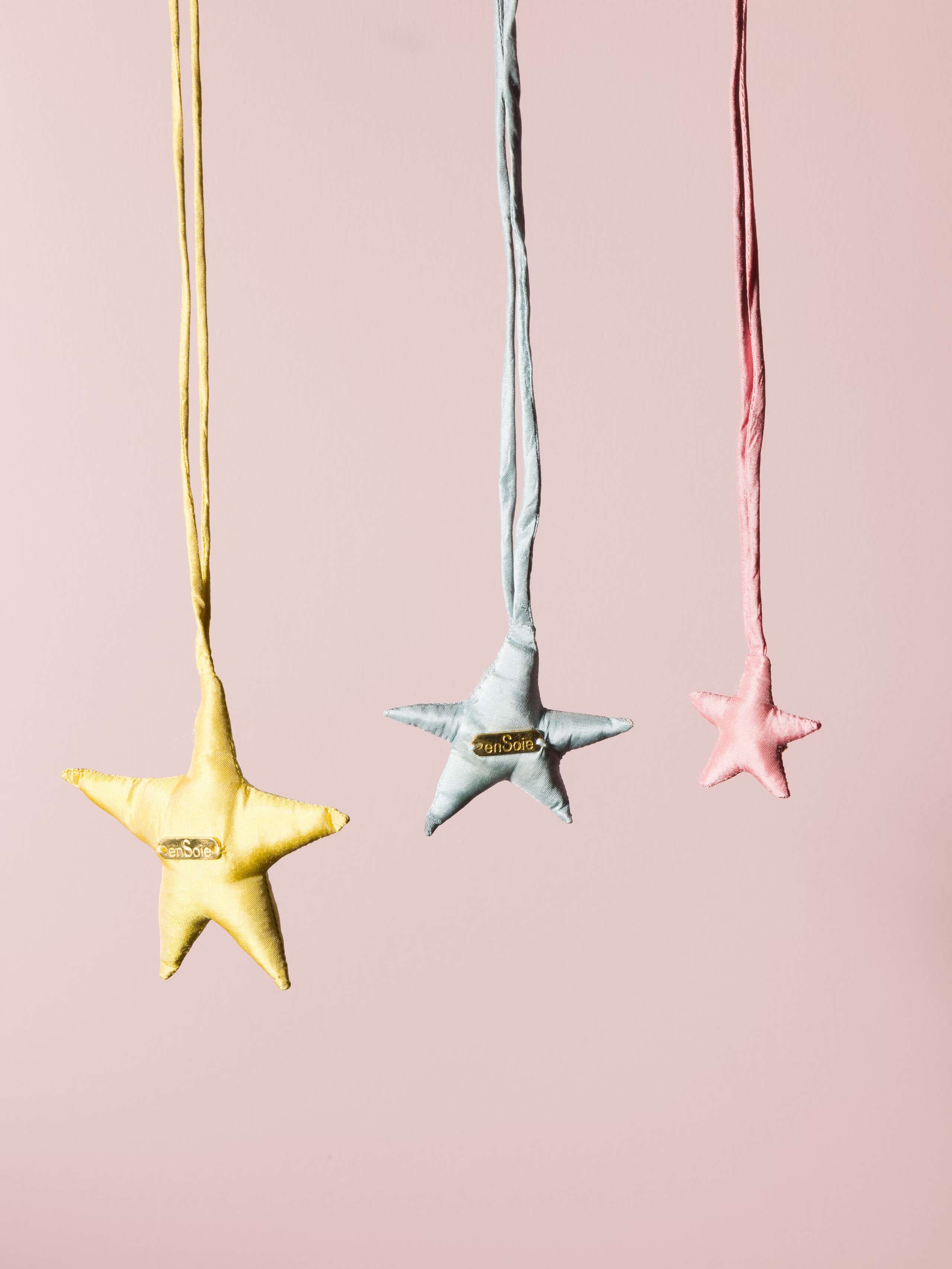 Picture of three beautiful star silk ornaments