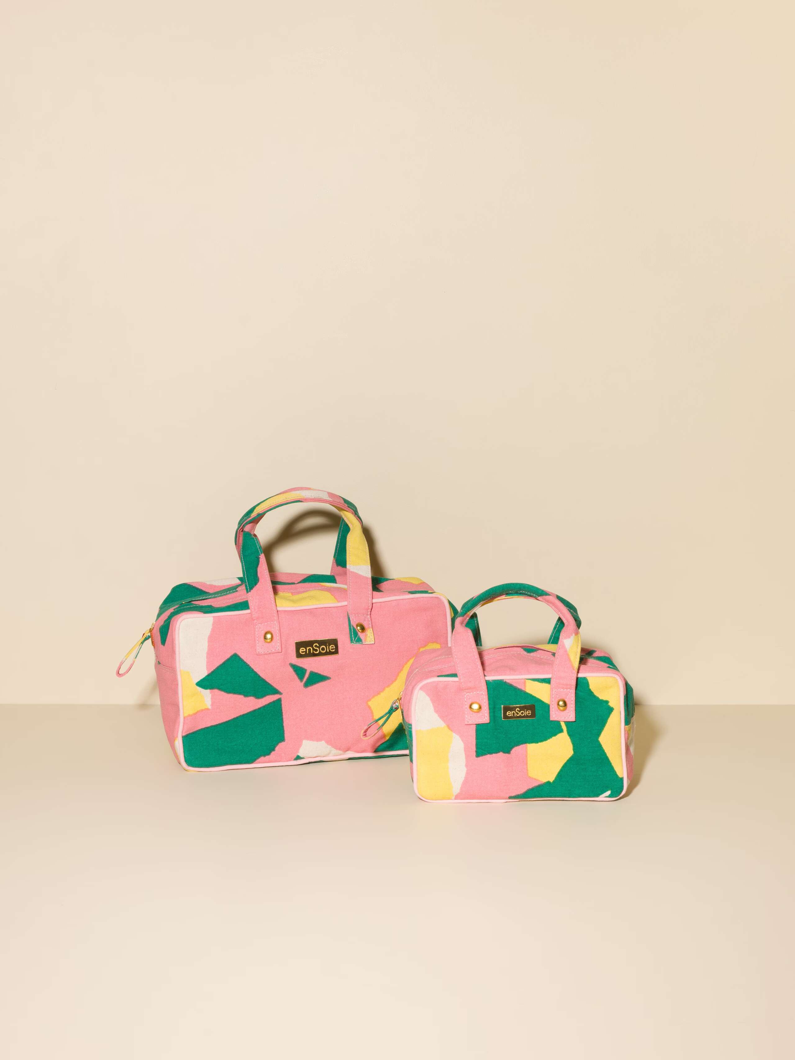 Sportiva bag in bloomin meadow colour combination of rose yellow and green printed cotton canvas 