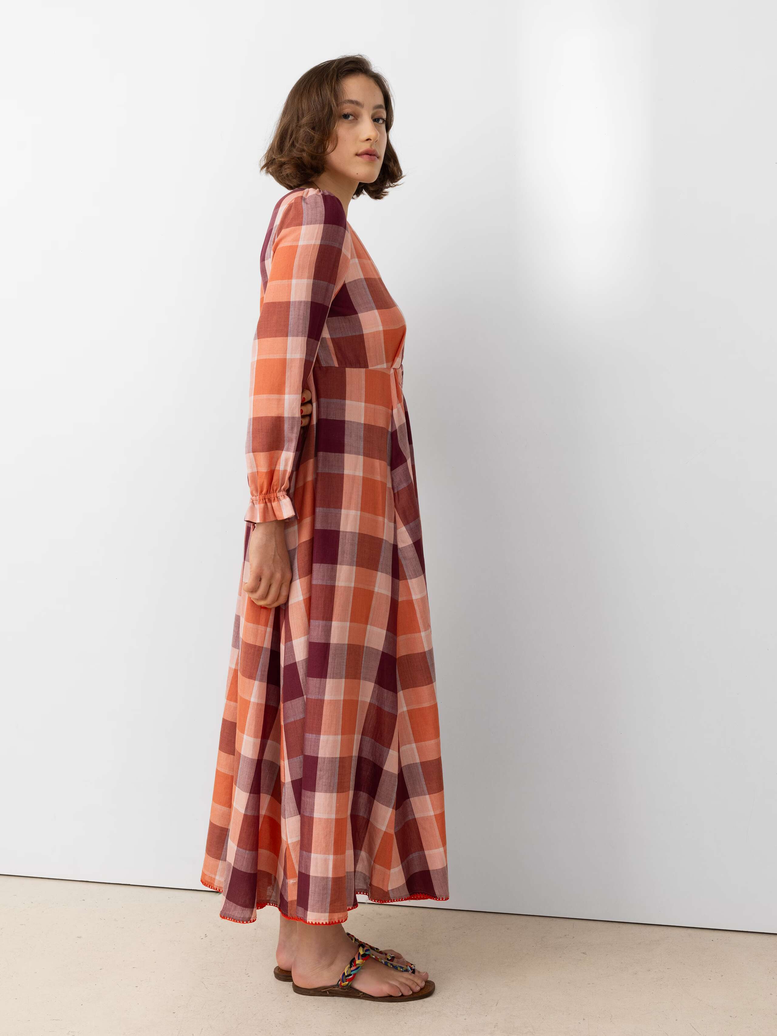 Soft senses colouration of the Lisl Check dress