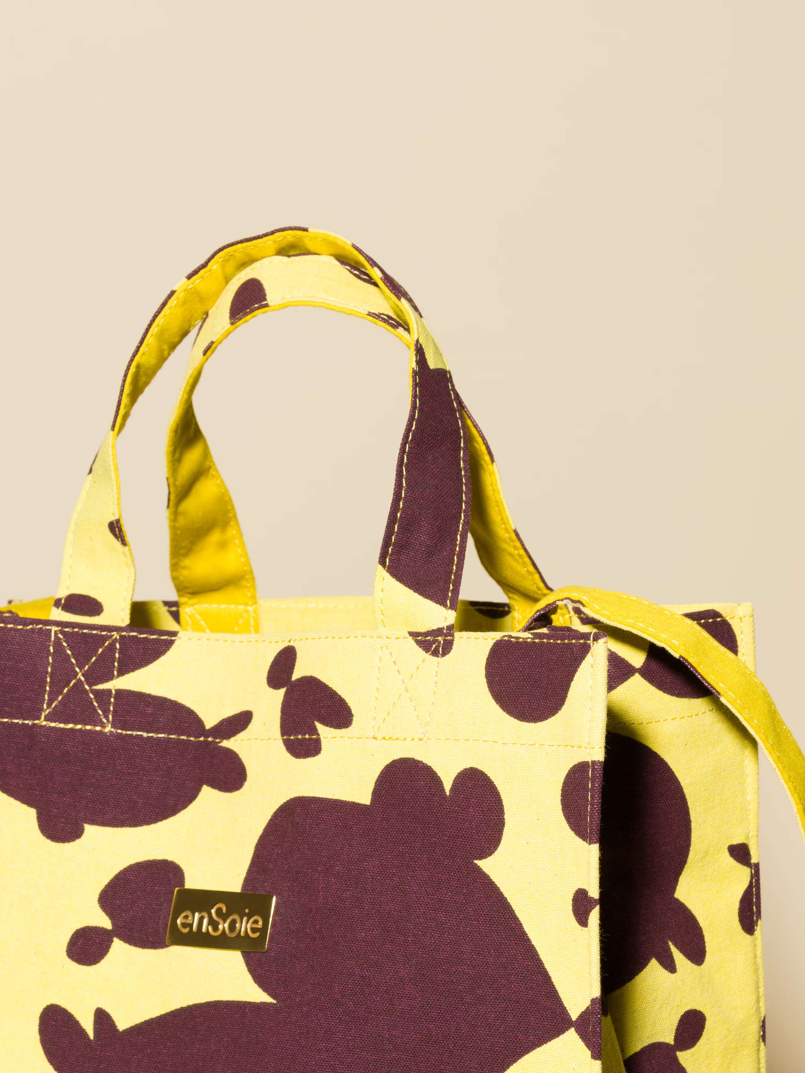 Cabas bags inspired hearts yellow