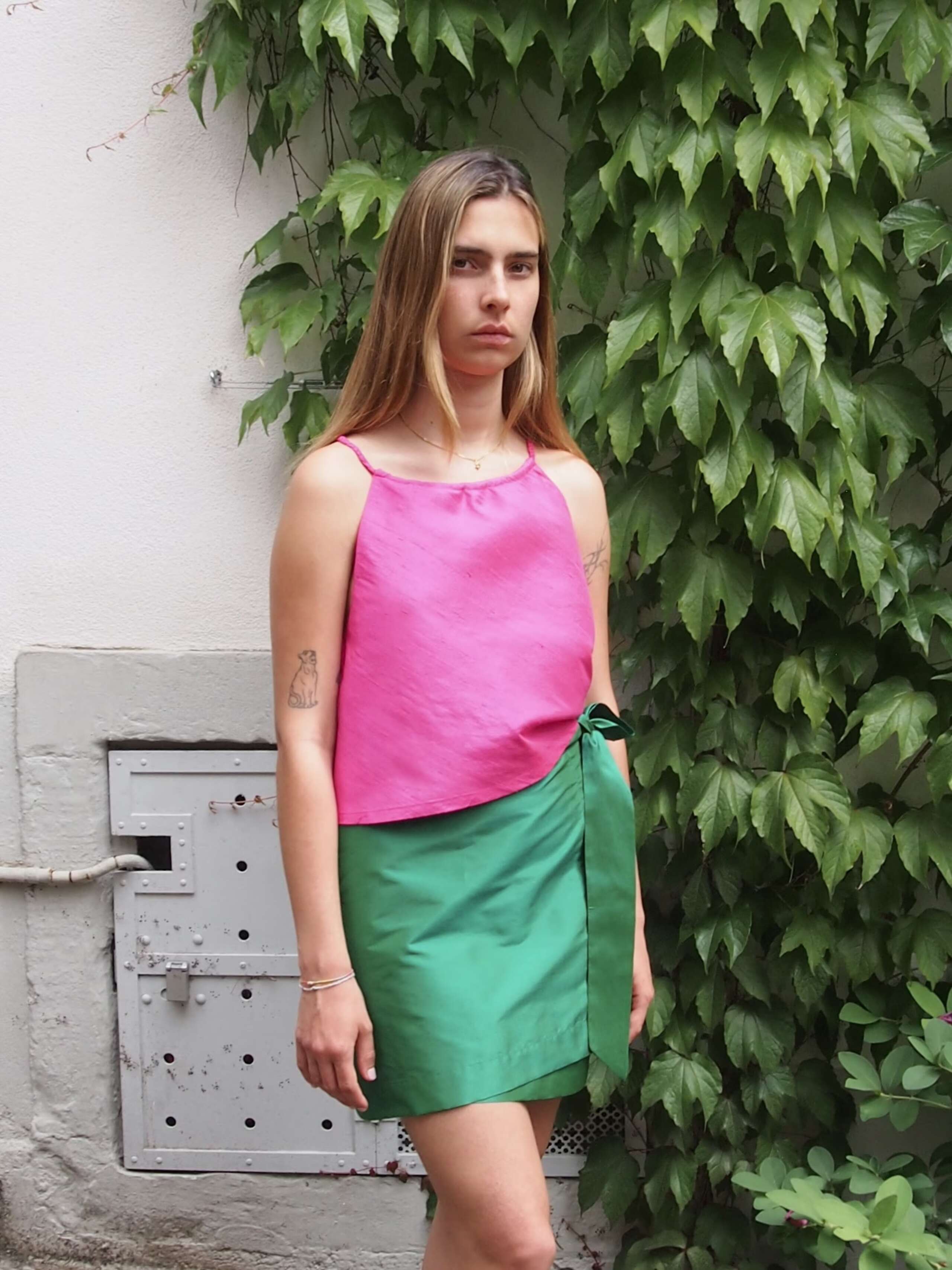 Laura top doupion silk pink