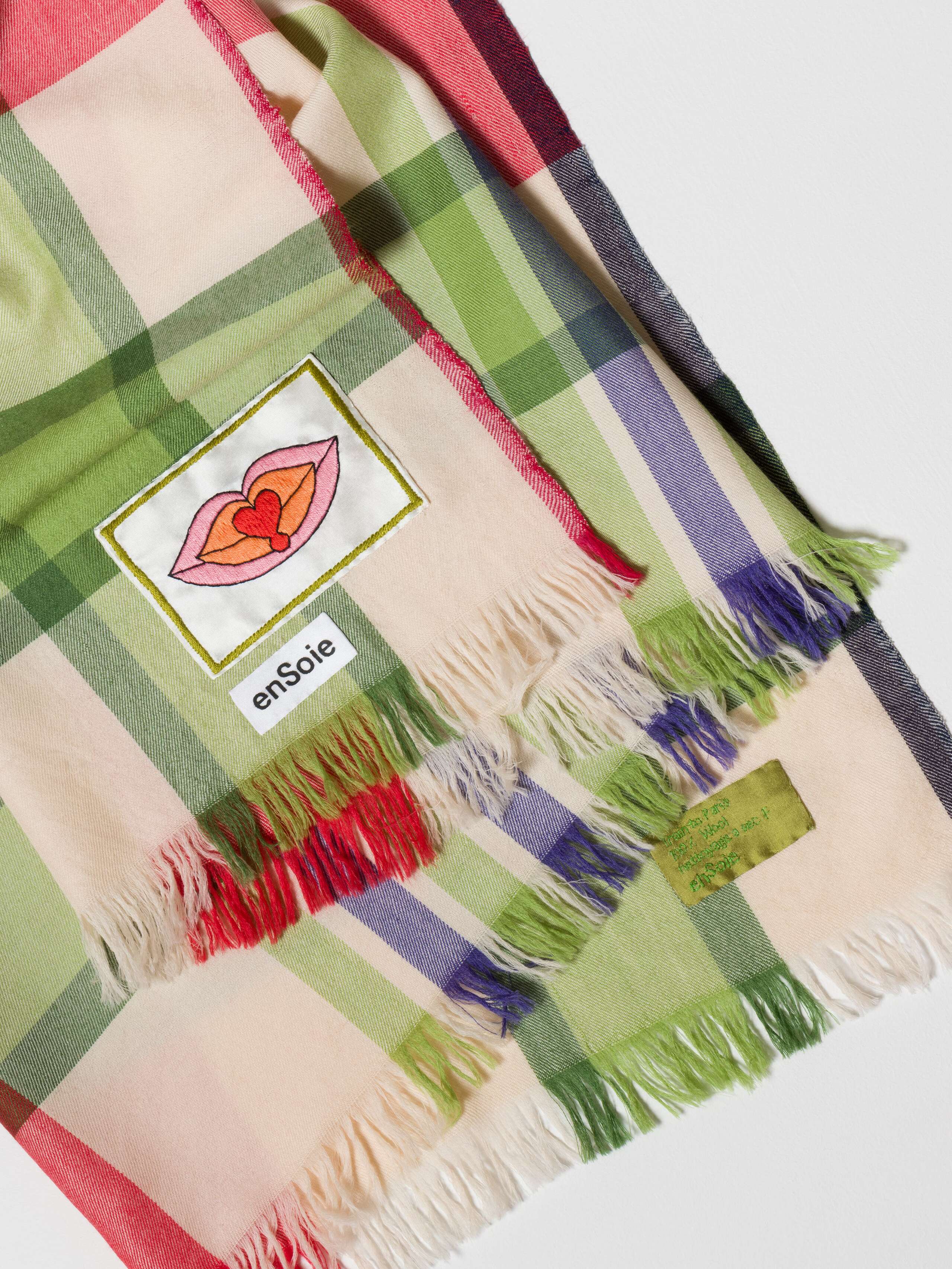 Saga wool check scarf in bright train to paris check