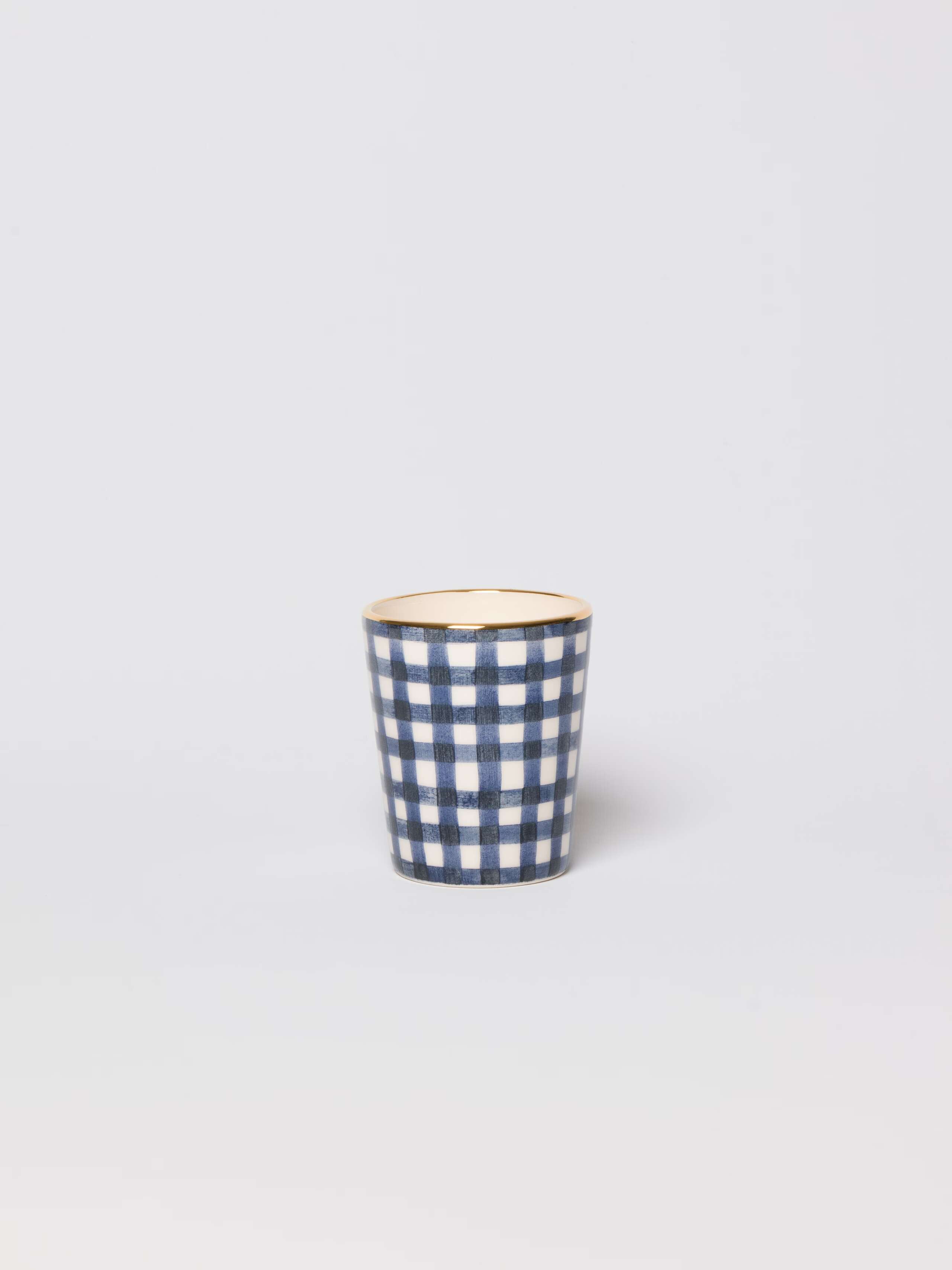 Sourire cups in vichy pattern hand painted navy blue three sizes