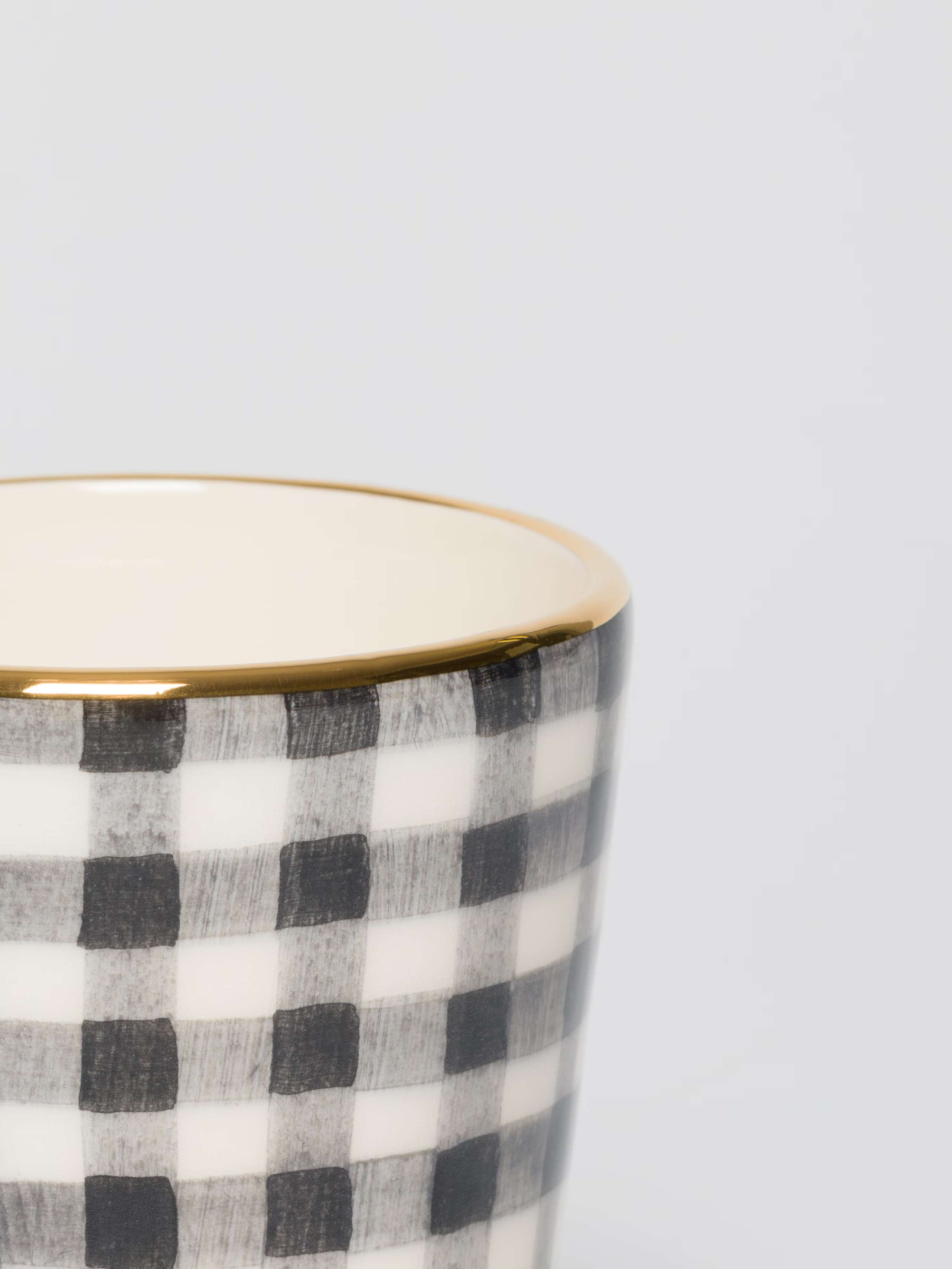 Sourire cups vichy black three sizes handpainted