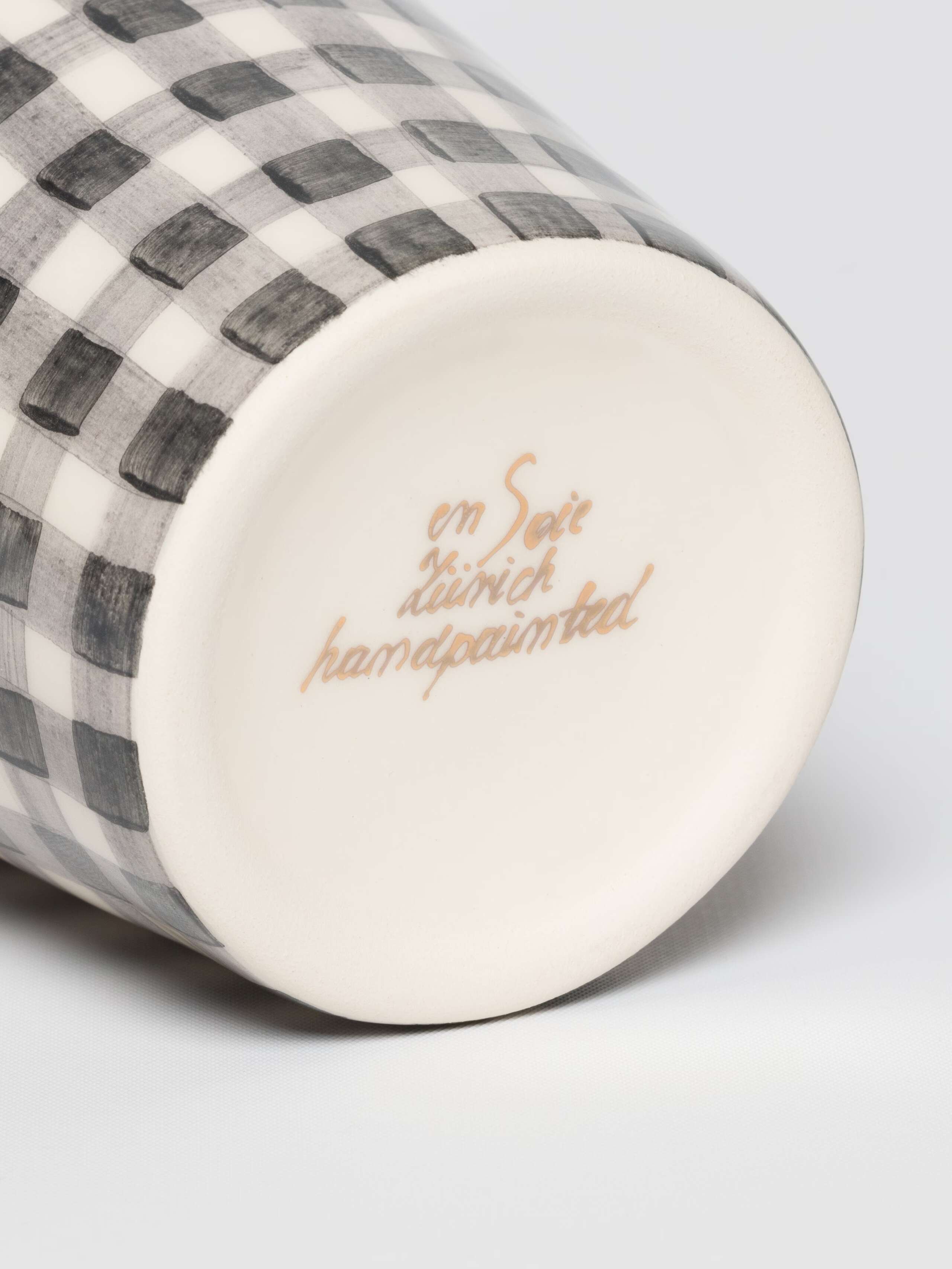 Sourire cups vichy black three sizes handpainted