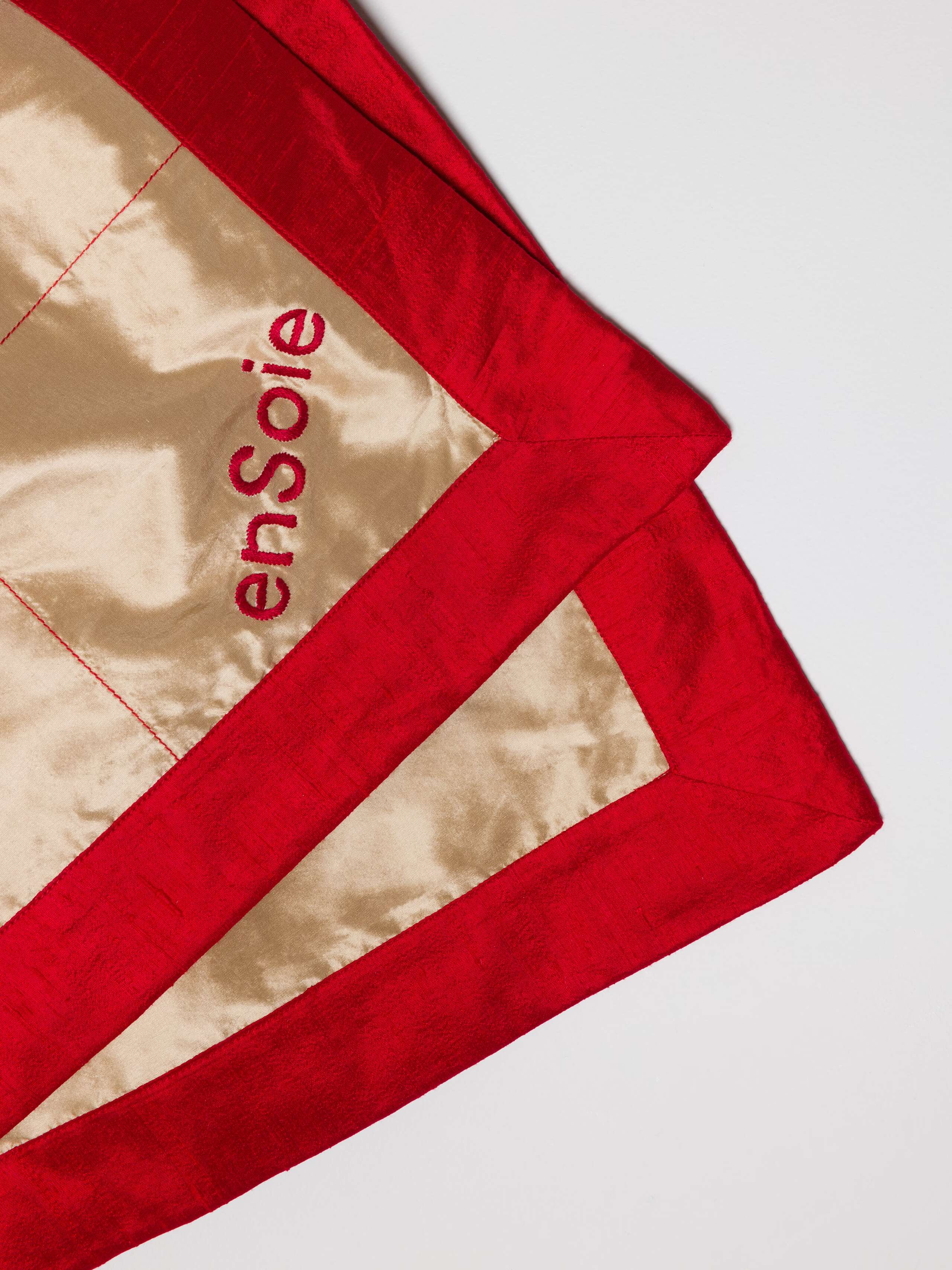 Sophie and Mila Quilt and Pillow Set in doupion silk gold red