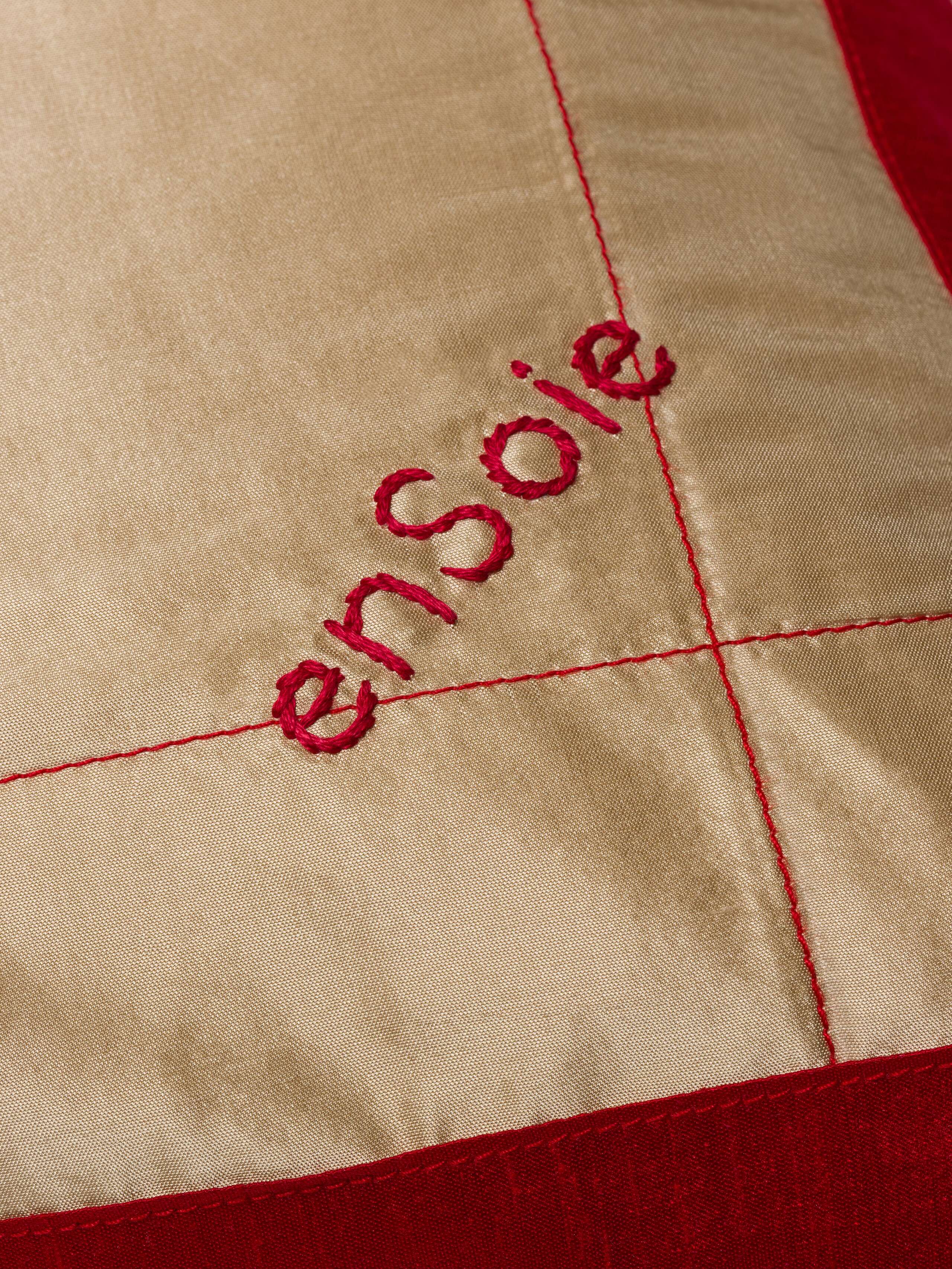 Sophie and Mila Quilt and Pillow Set in doupion silk gold red