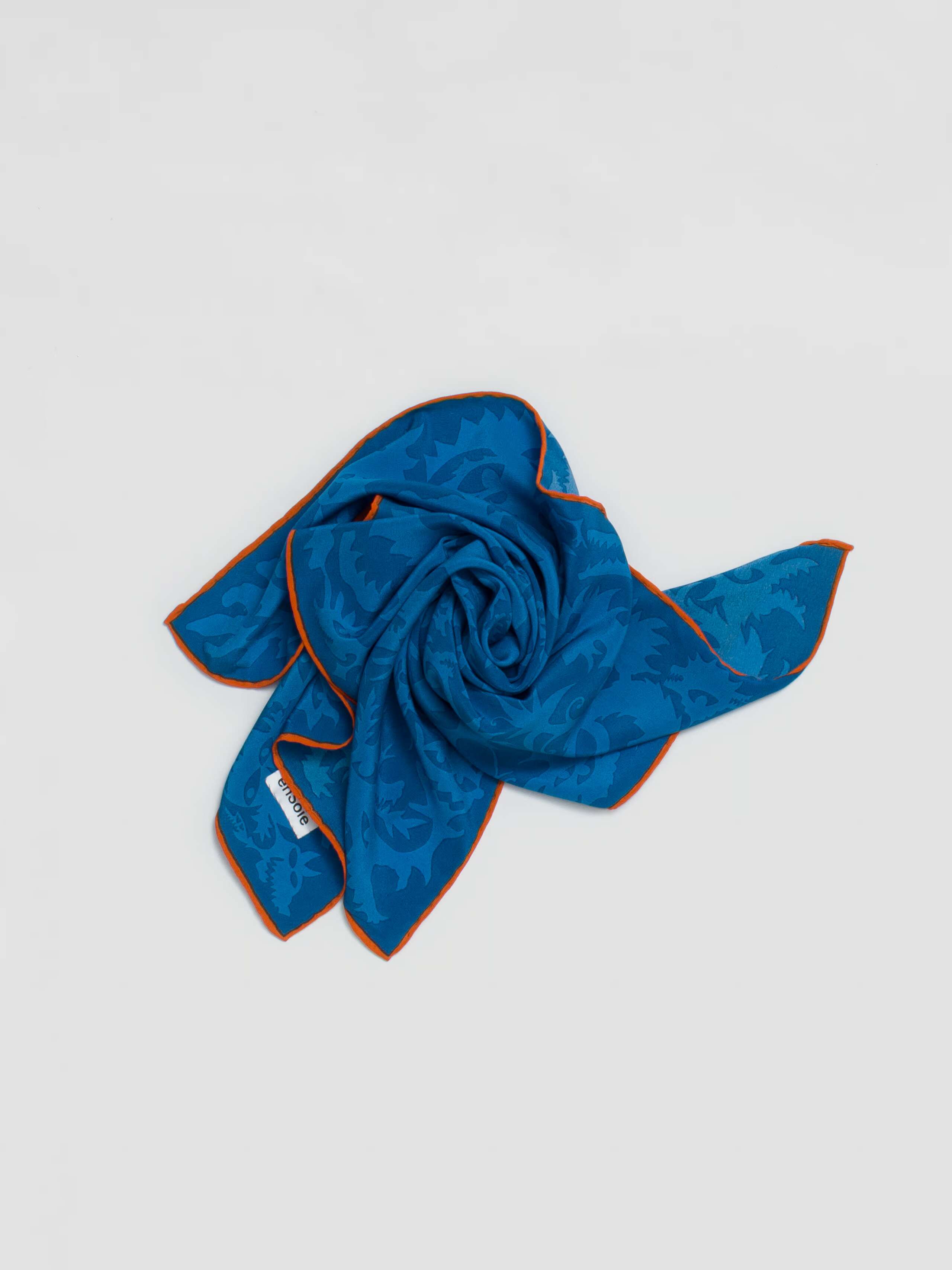 Monsters printed silk foulard in aqua teal