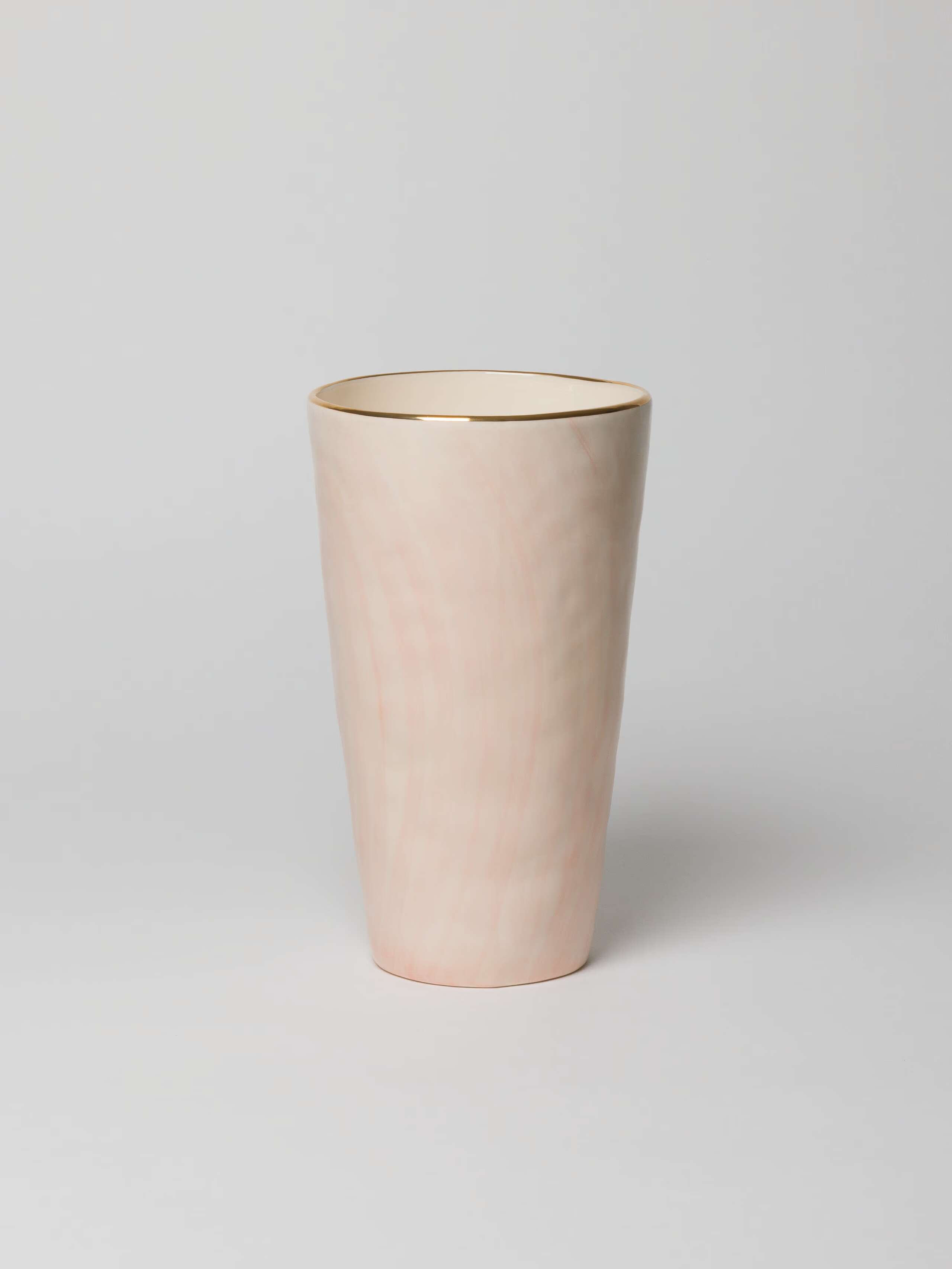 Slim Vase in unicolour Candy pink two sizes with gold rim handmade