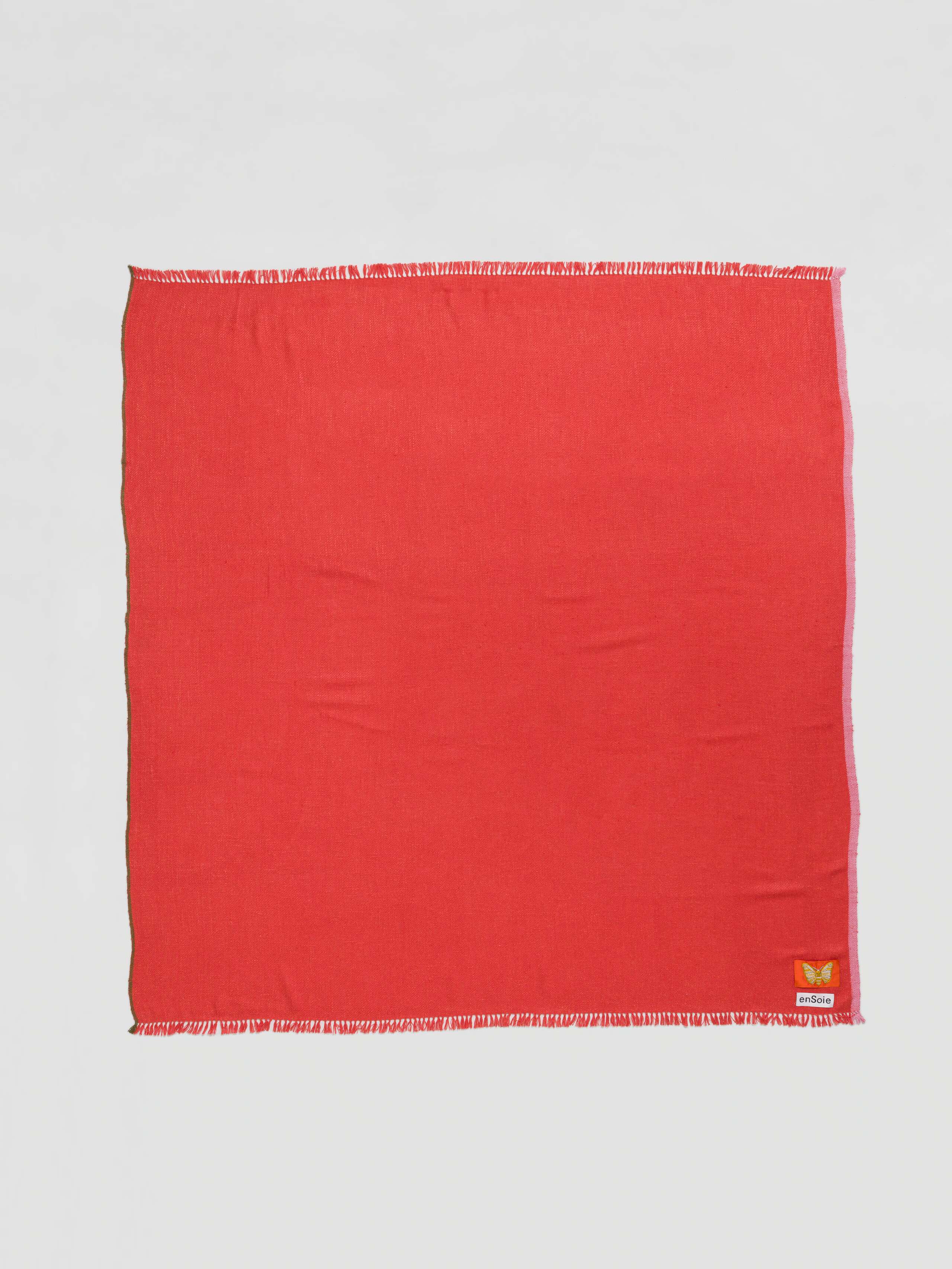 Picture of the square Blia handspun silk stole in orange