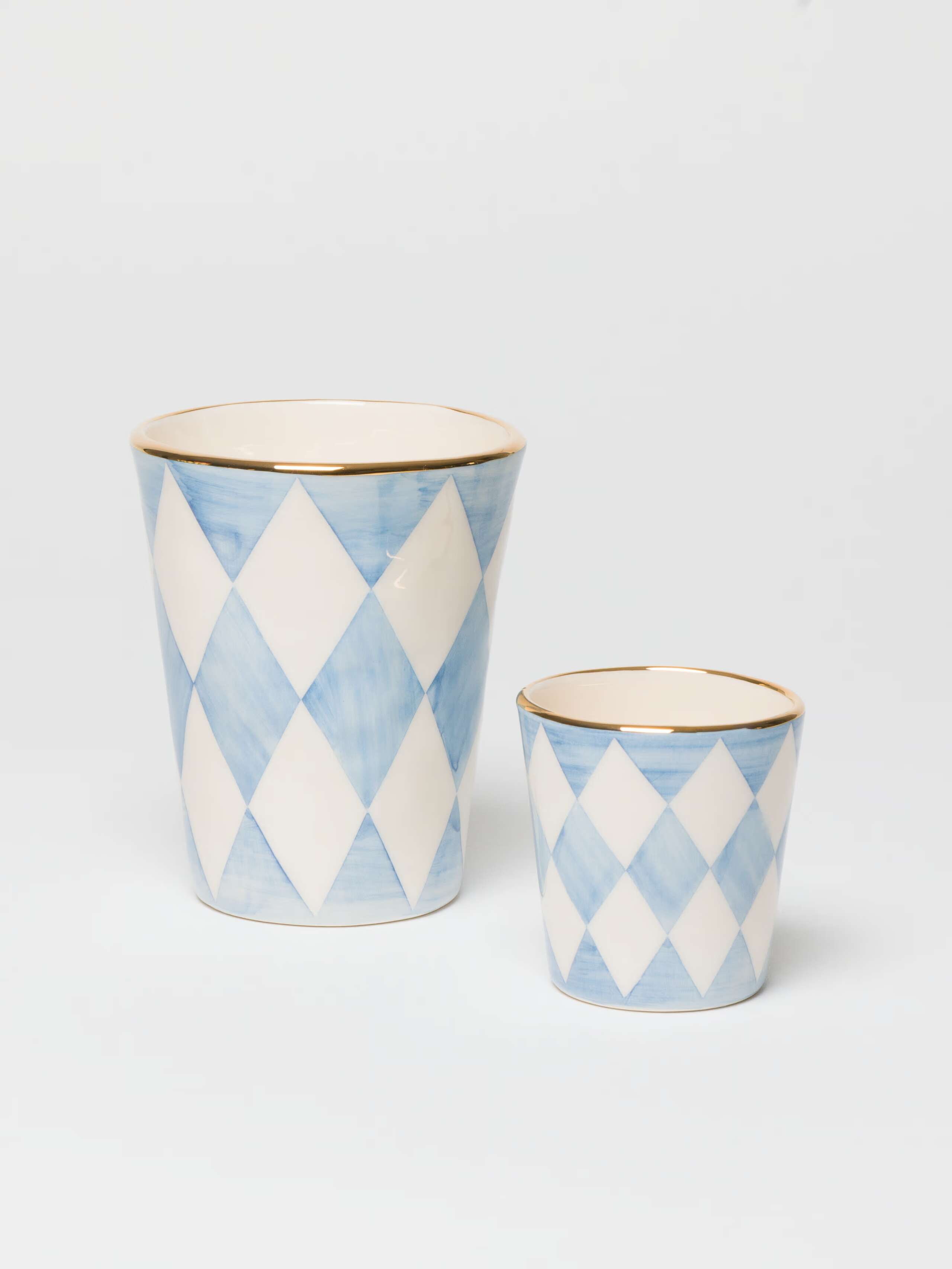 Sourire Cup XS and Espresso Cup in diamond, cerulean blue