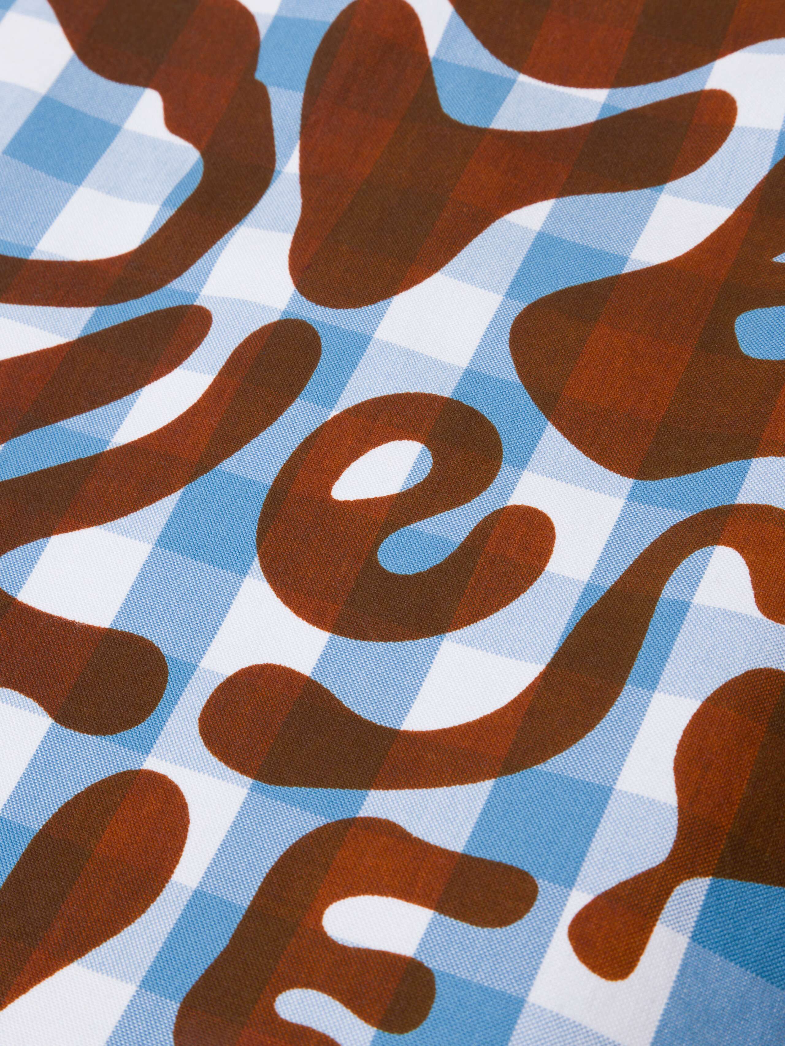 Carry all bag in vichy check calm blue light blue with brown print