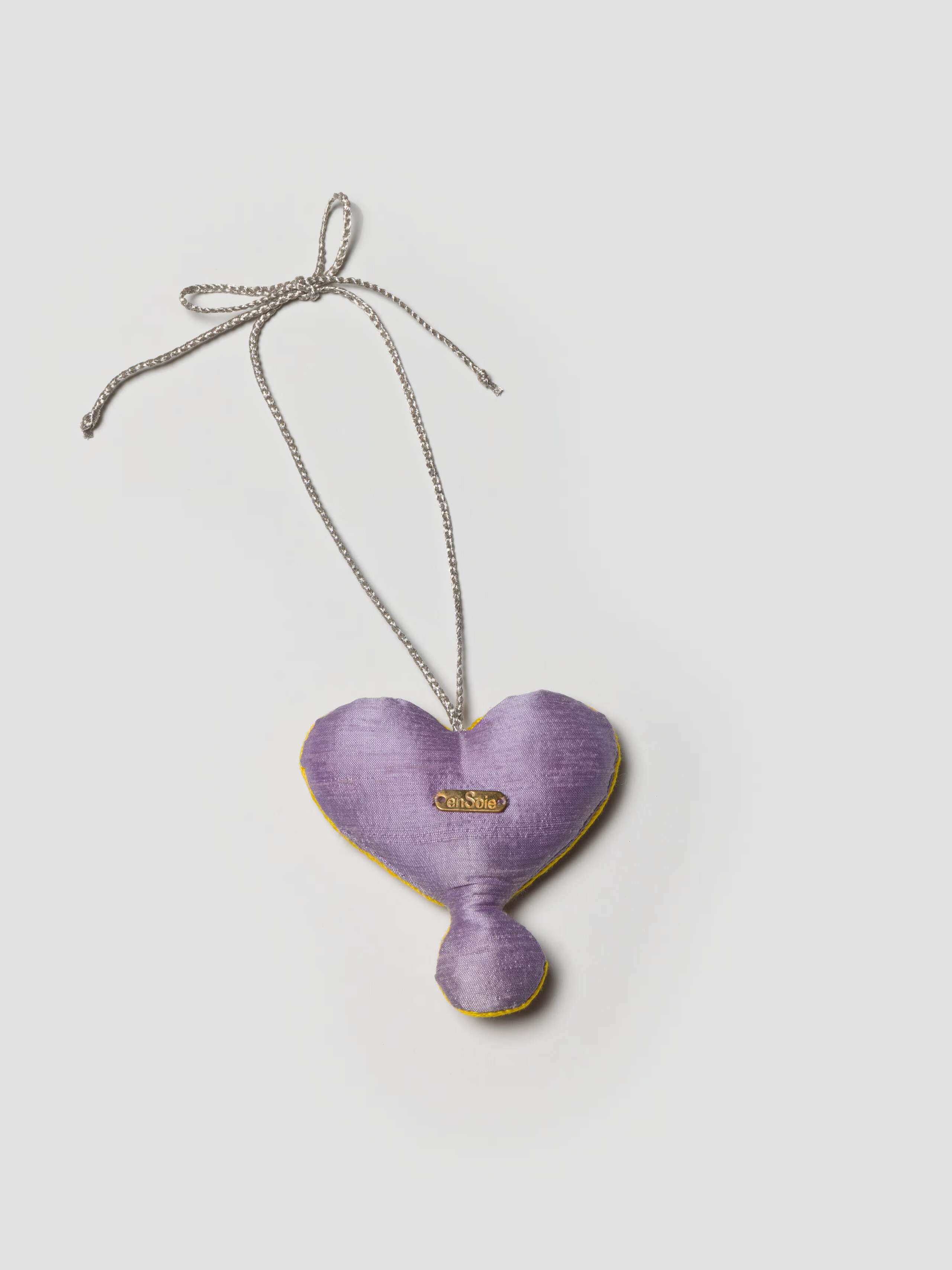 enSoie heart silk ornament in purple