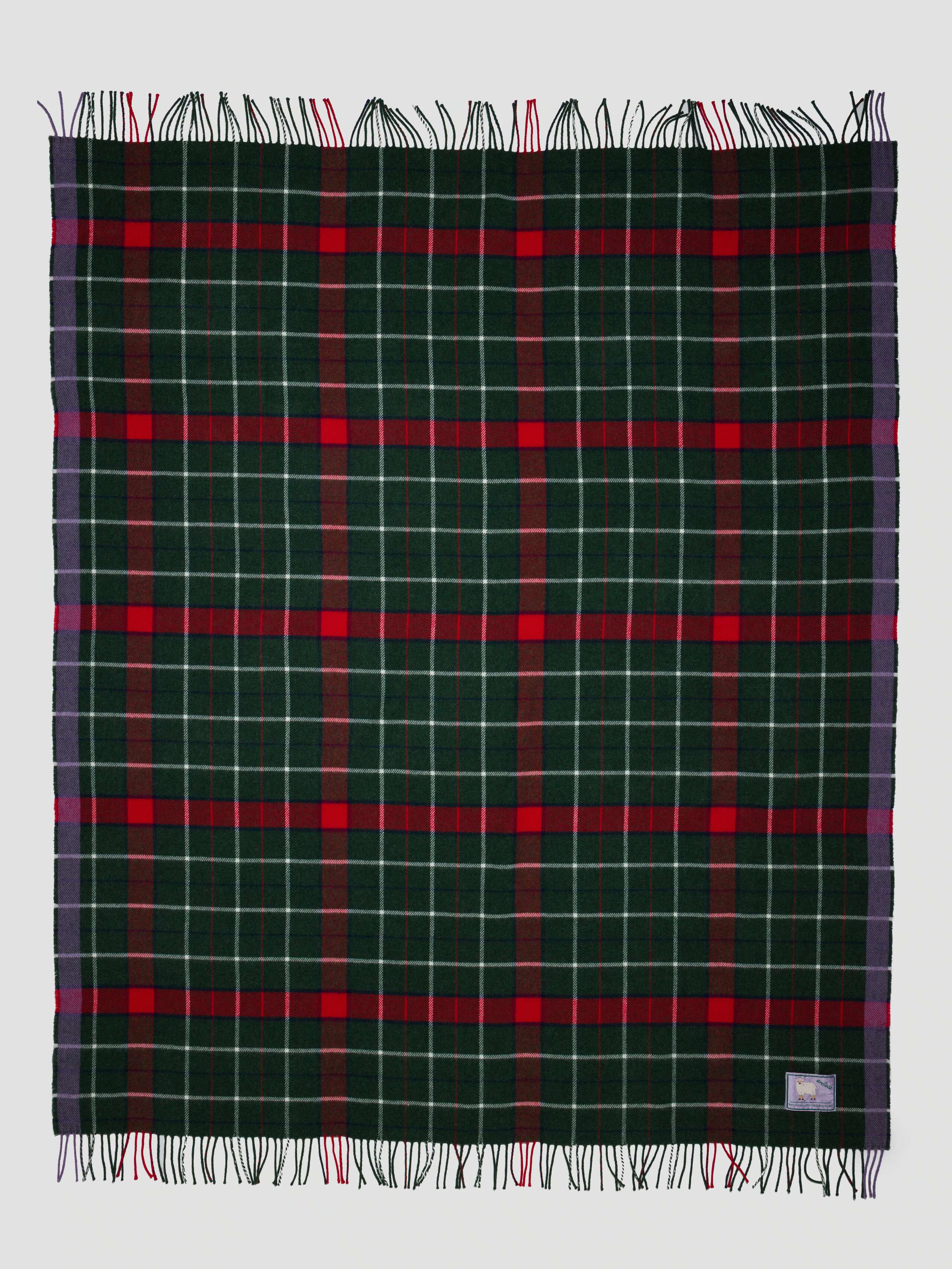 James Wool blanket green check