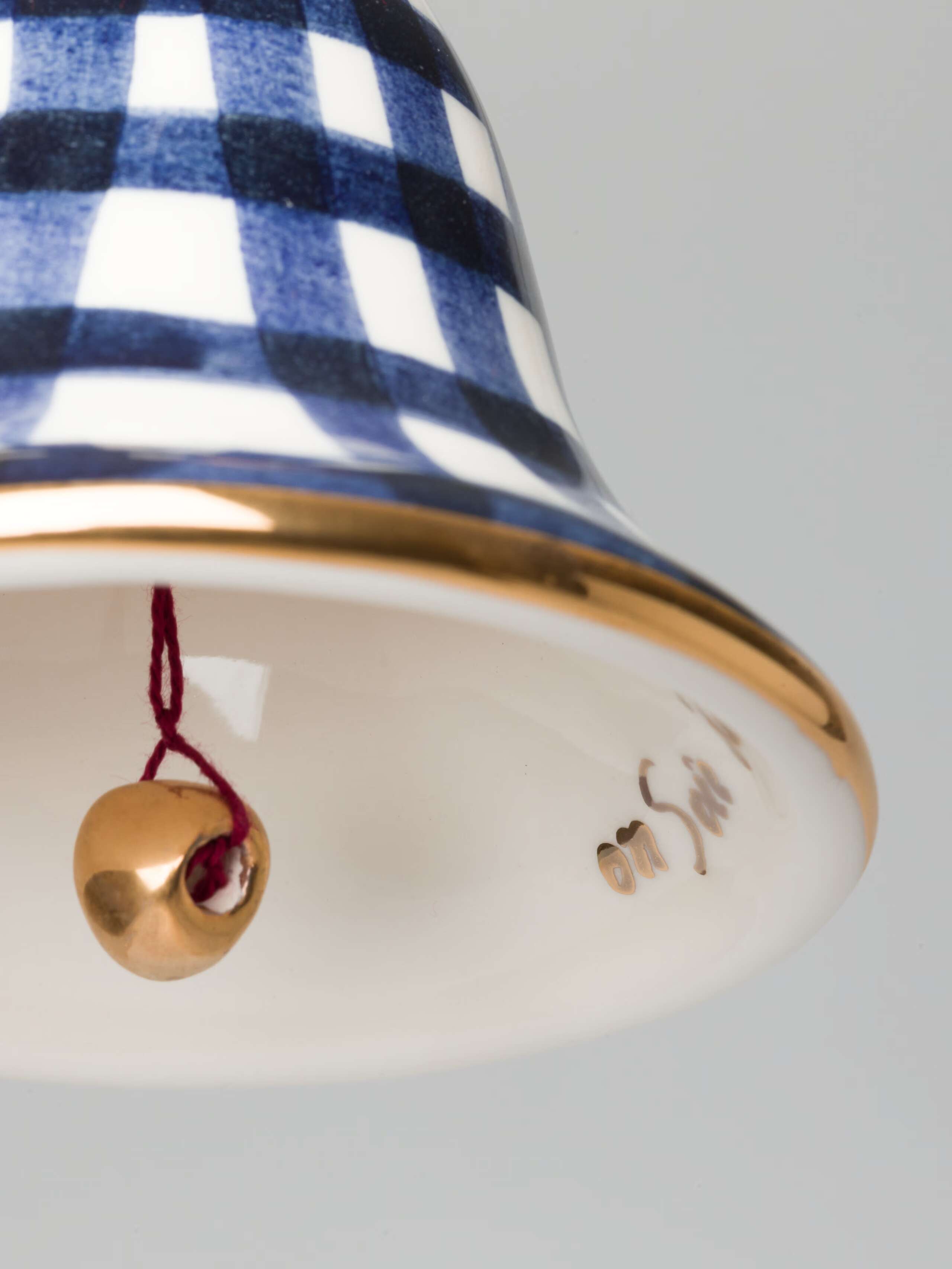 Bell ceramic ornament detail in Zurich Navy