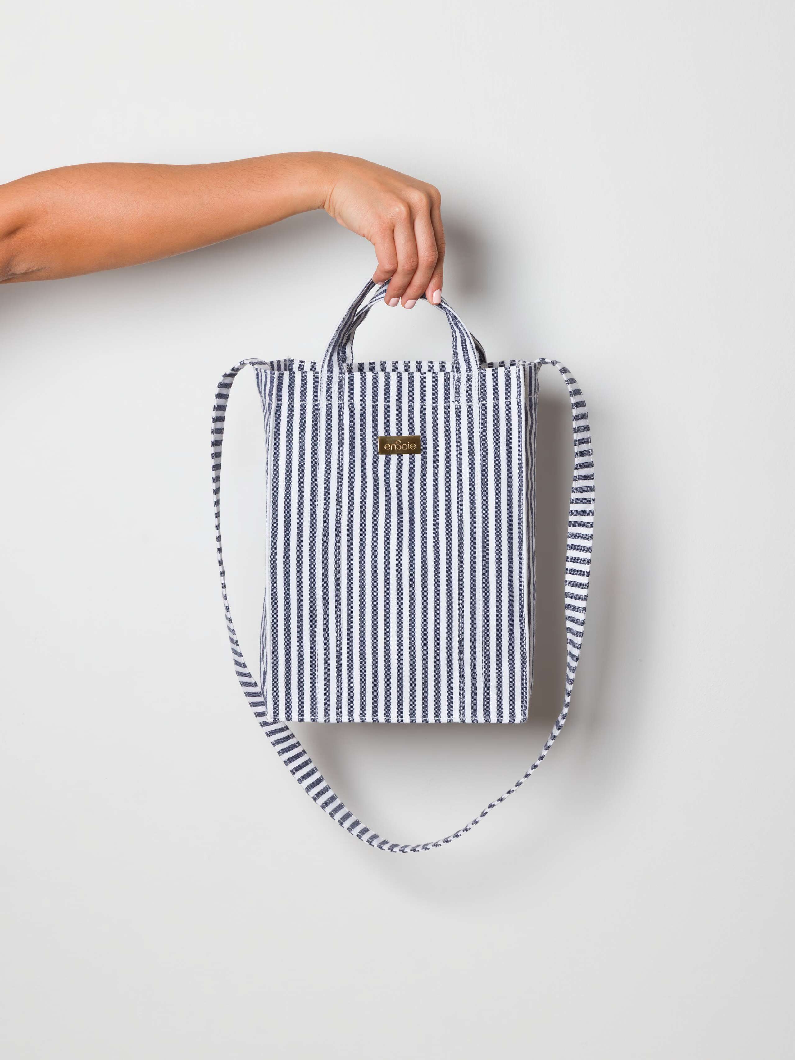 Cabas bag striped in Zurich Navy, small