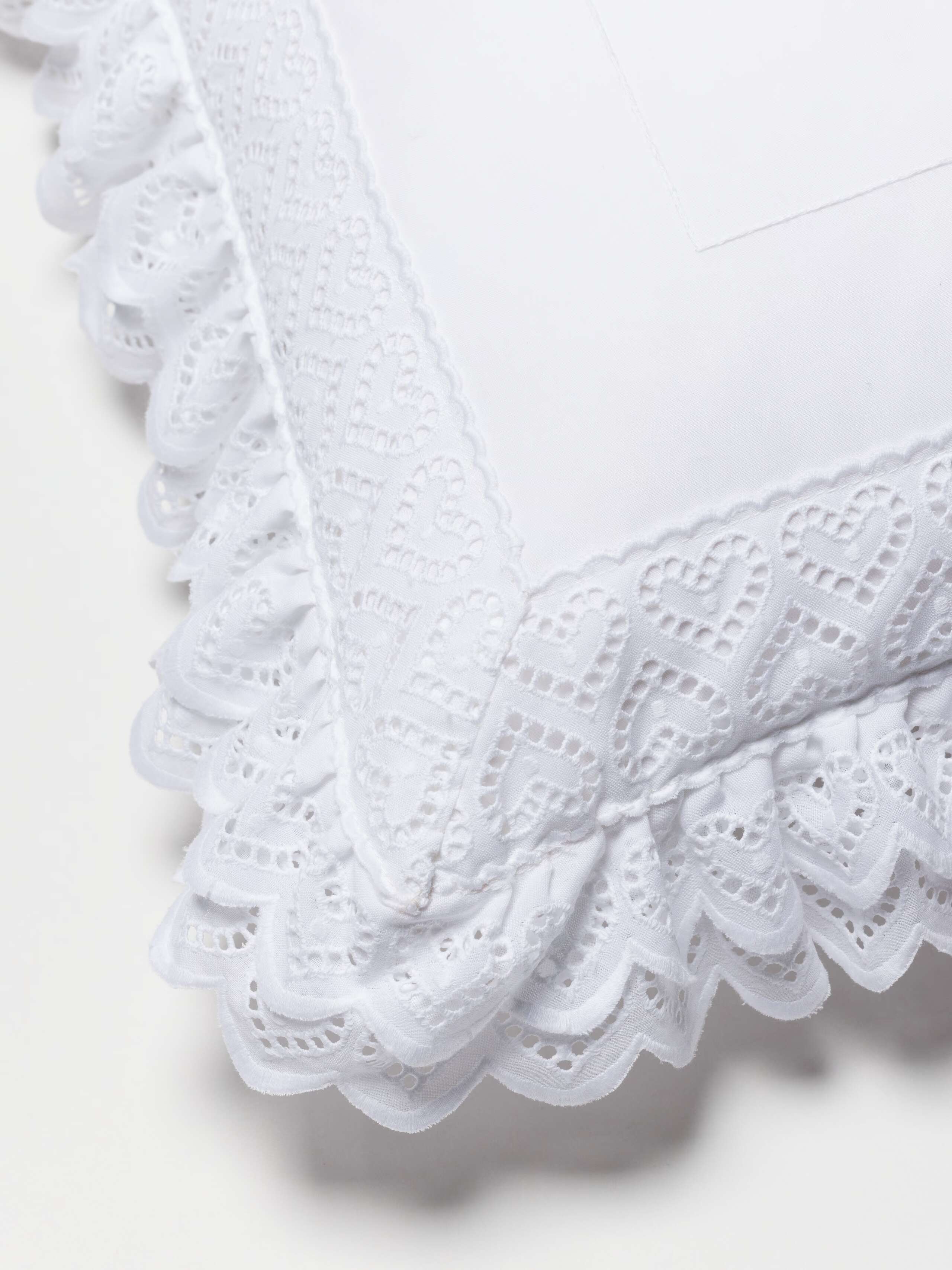 Mila Pillow with cotton lace frame 45cm x 45cm with heart lace detail