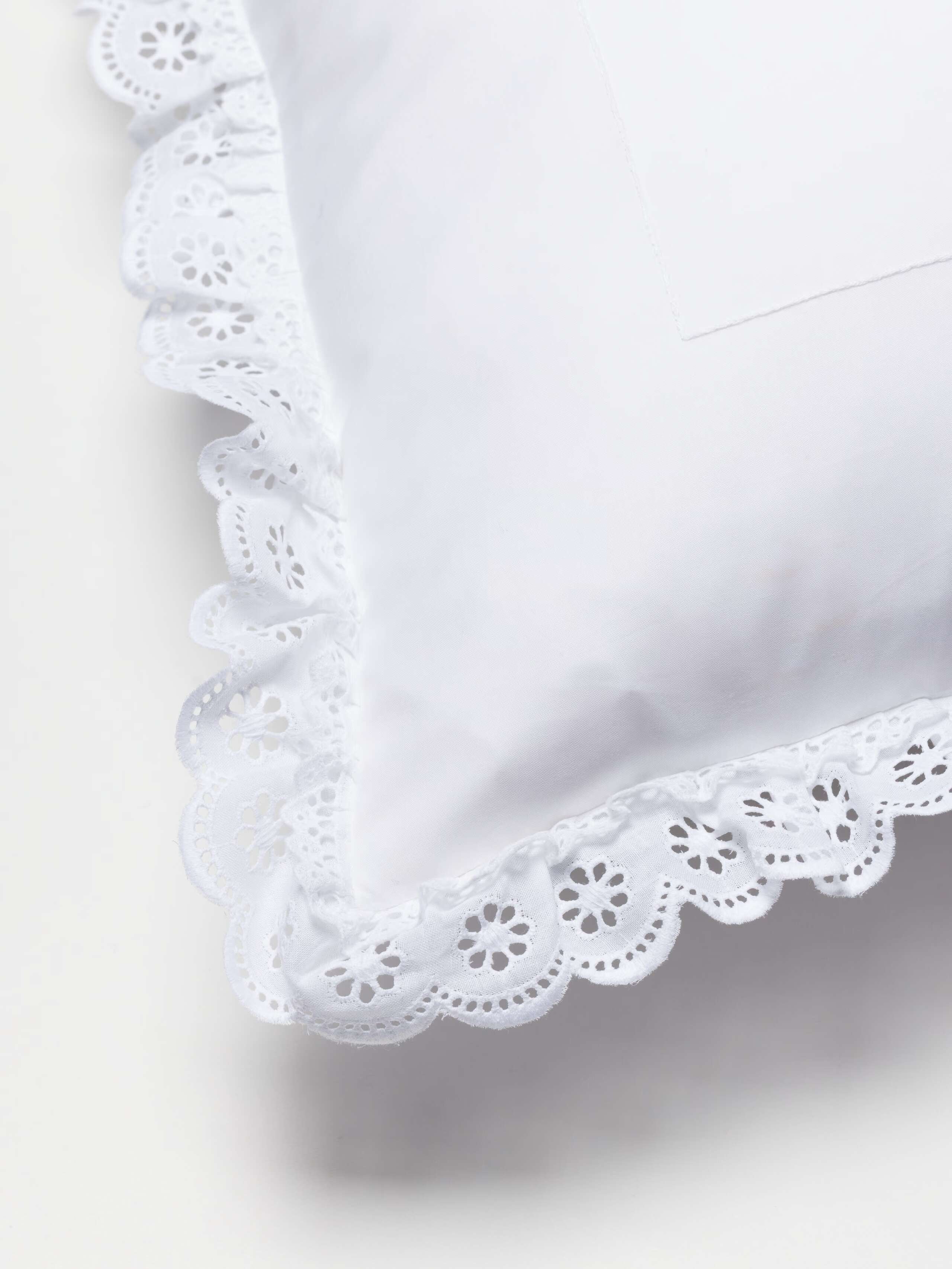 Mila Pillow with cotton lace frame 45cm x 45cm with flower lace detail
