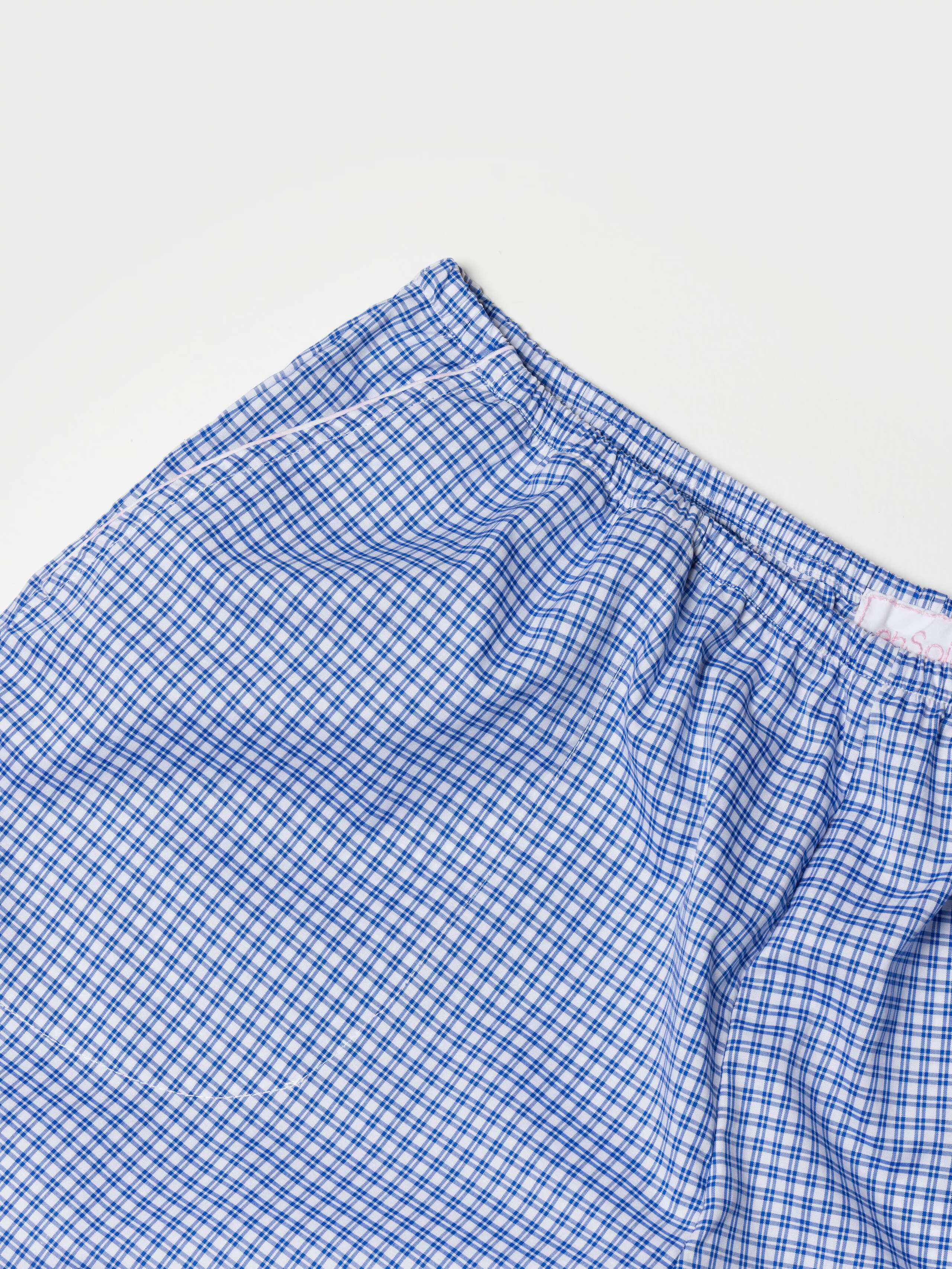 Daydream Set in Midnight Navy check with bright rose piping