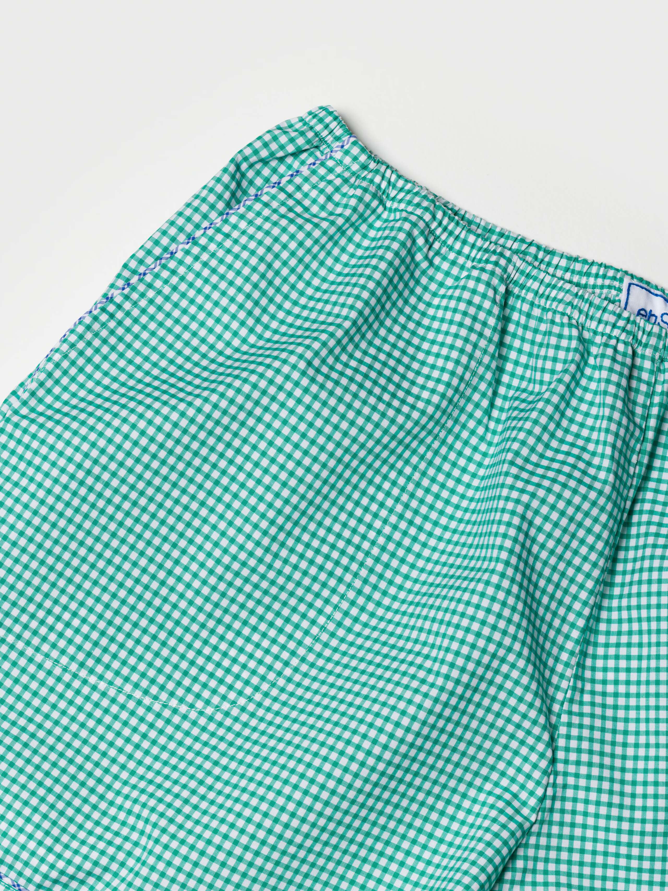 Daydream Set in Vivid Green vichy with blue piping