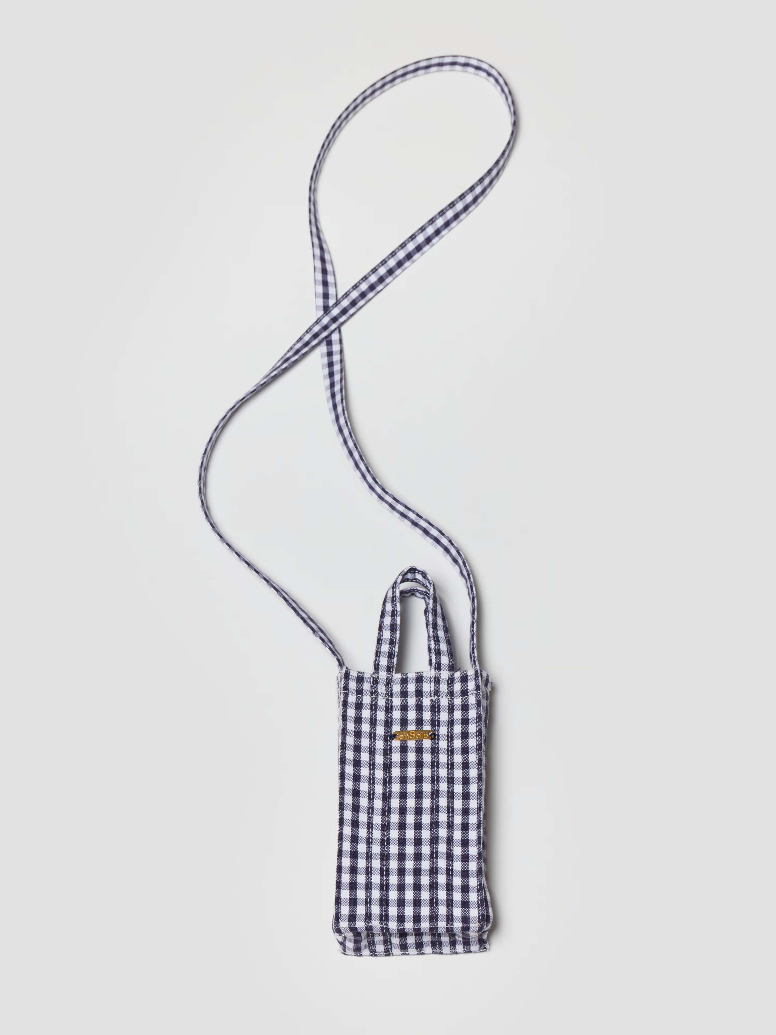 Product Shot of Cabas Phone Bag in Navy Vichy