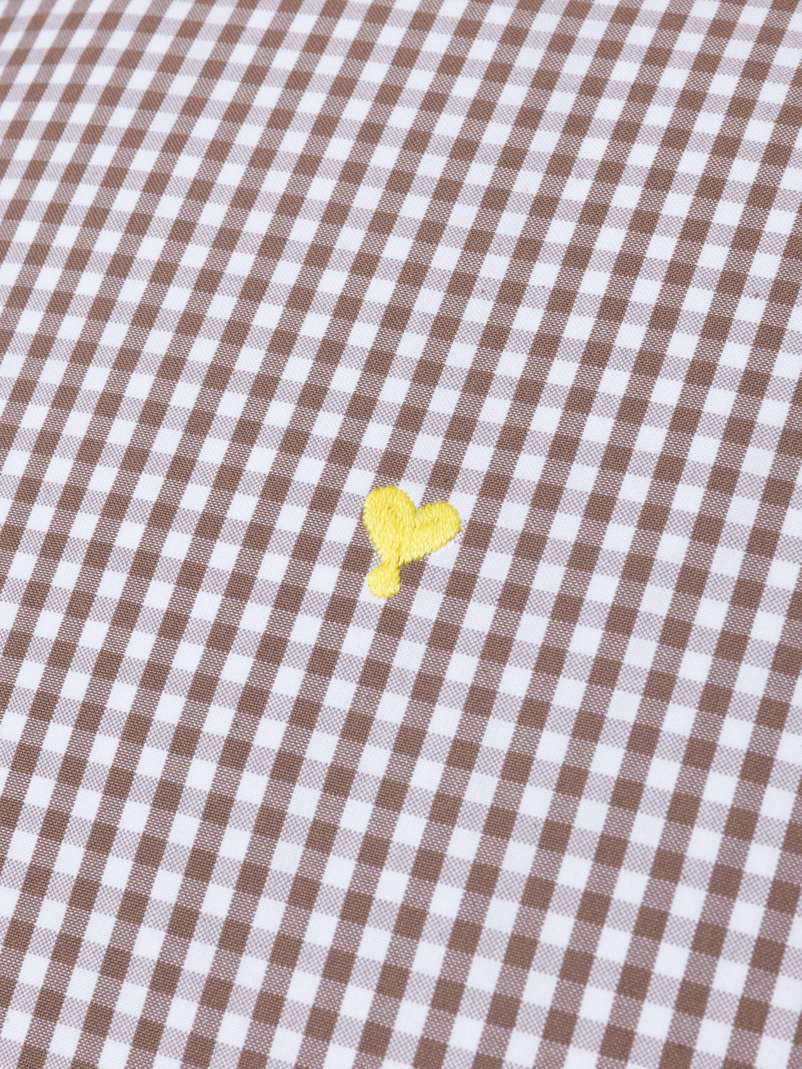 Pillow cover in Moonrock with yellow enSoie heart embroidery