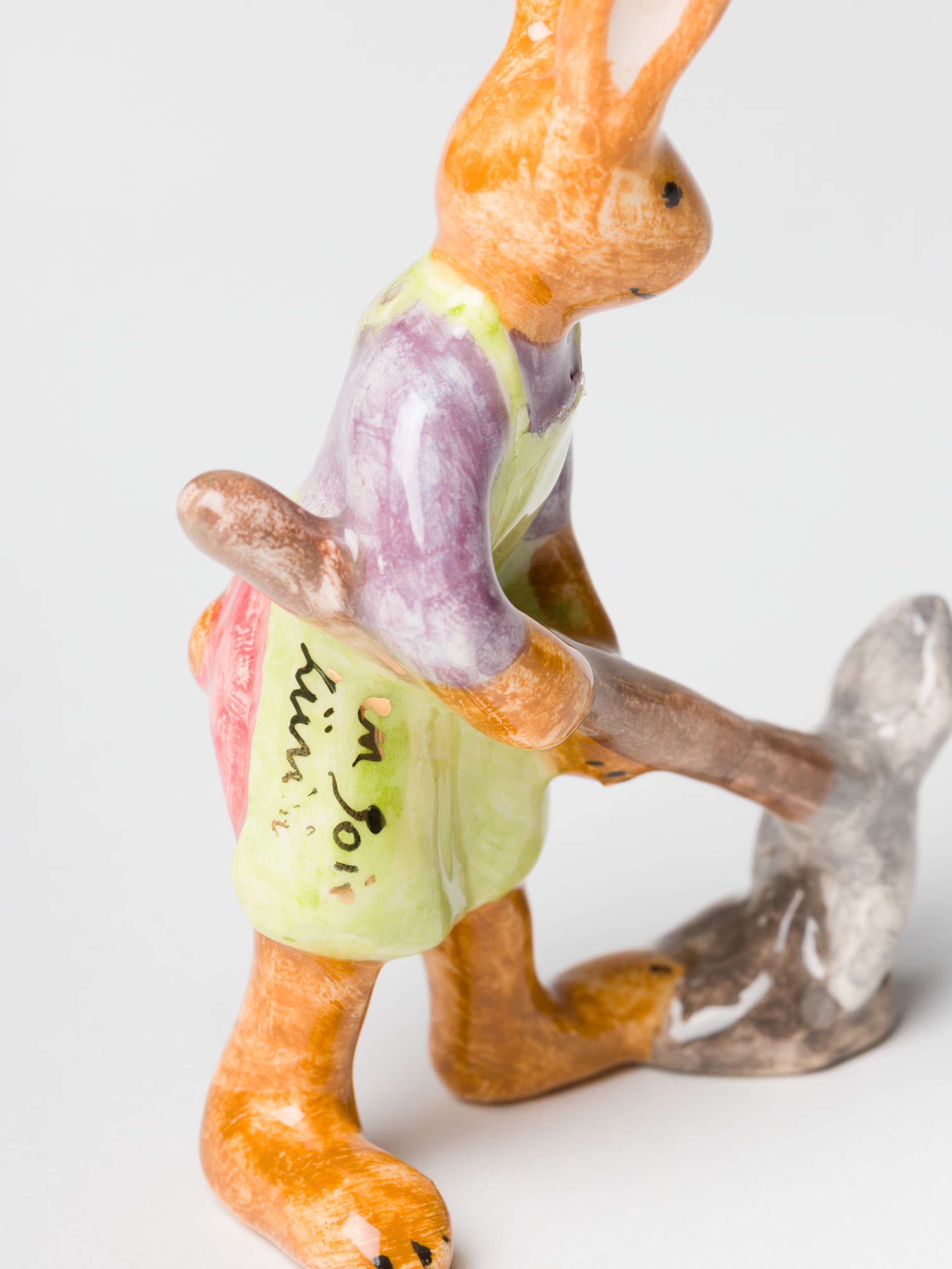 Detail shot of Rabbit with Rake Ornament