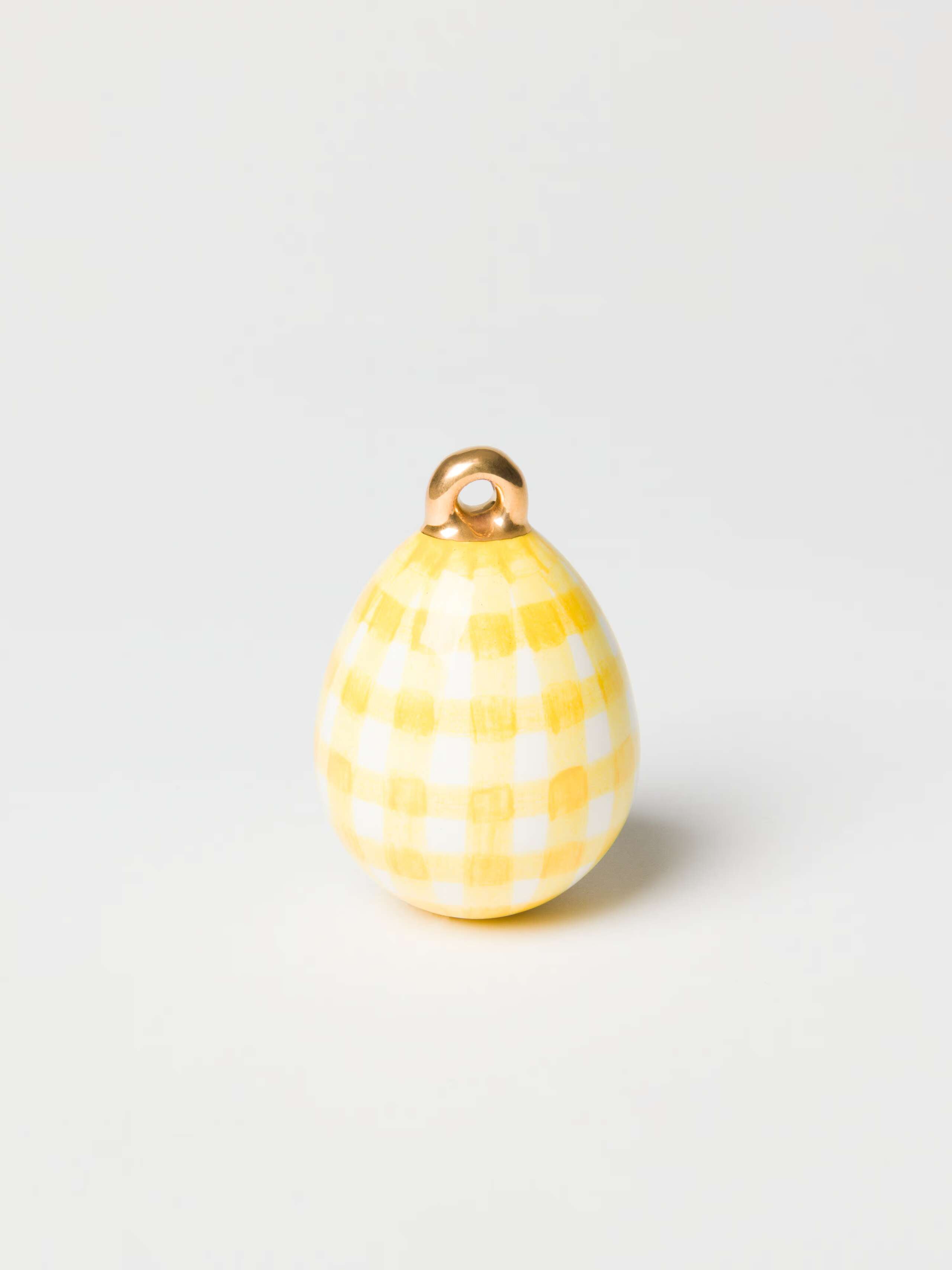 Product Shot of Vichy Egg Ornament (M) in Sunny Yellow