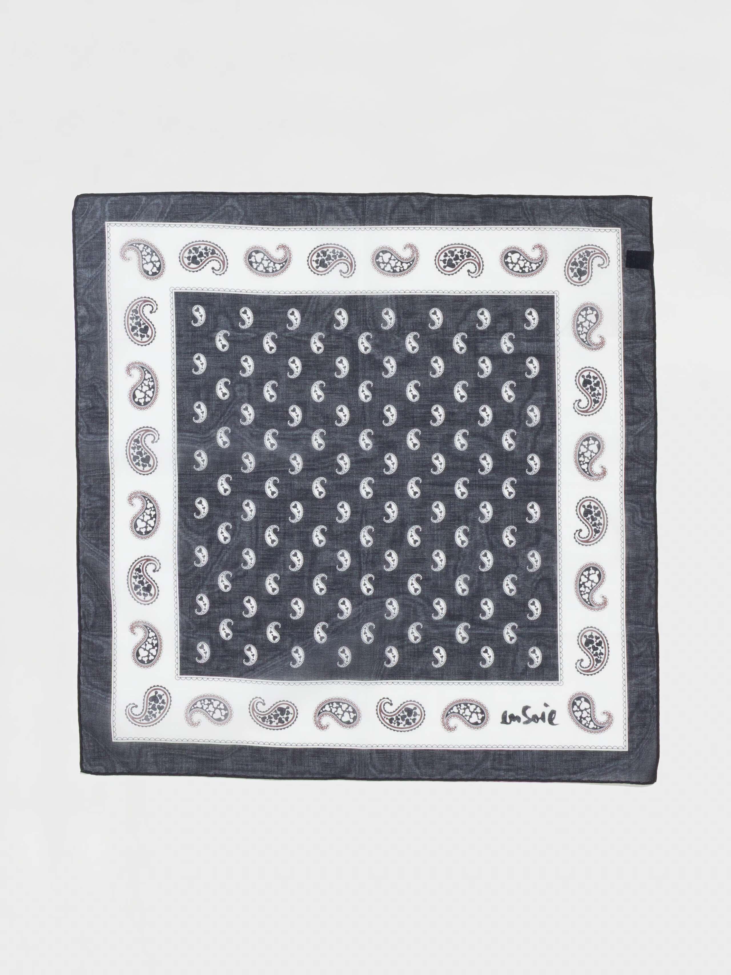 Product Shot of Carre Foulard Paisley Print in Black