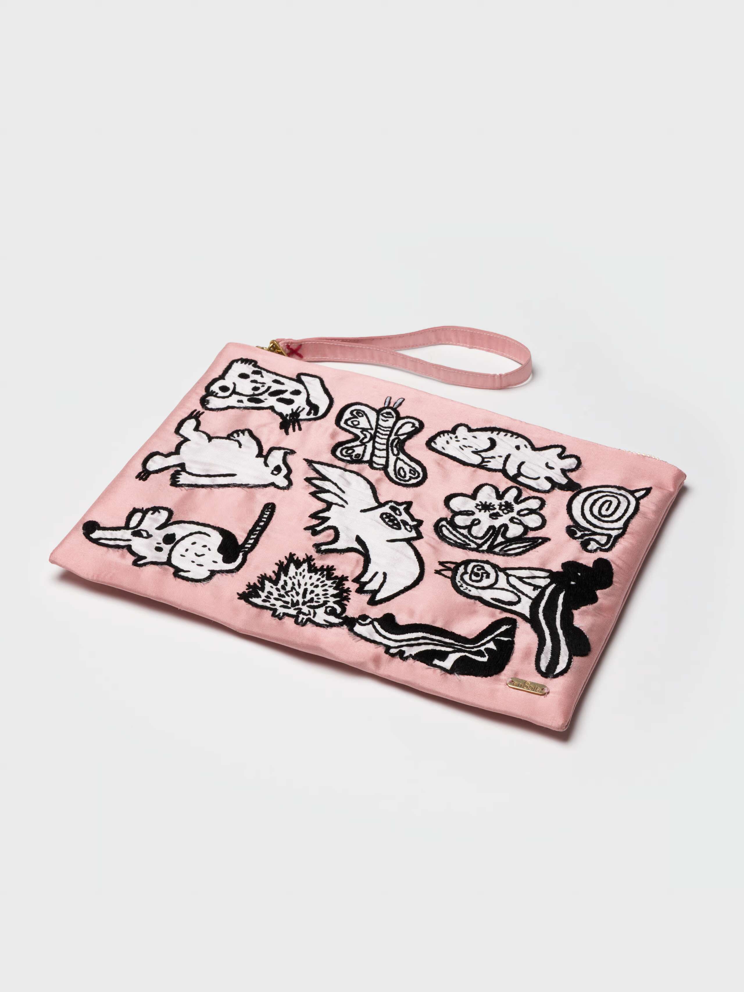 Product Shot of Spring Forest Pouch with Animals in Pink 