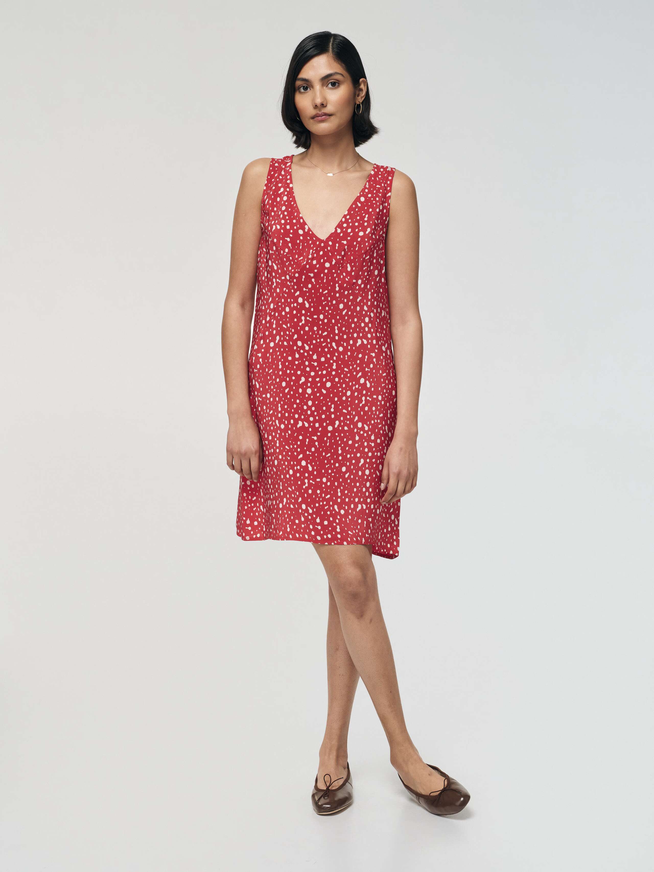 Ann Slip Dress in Red Dot print