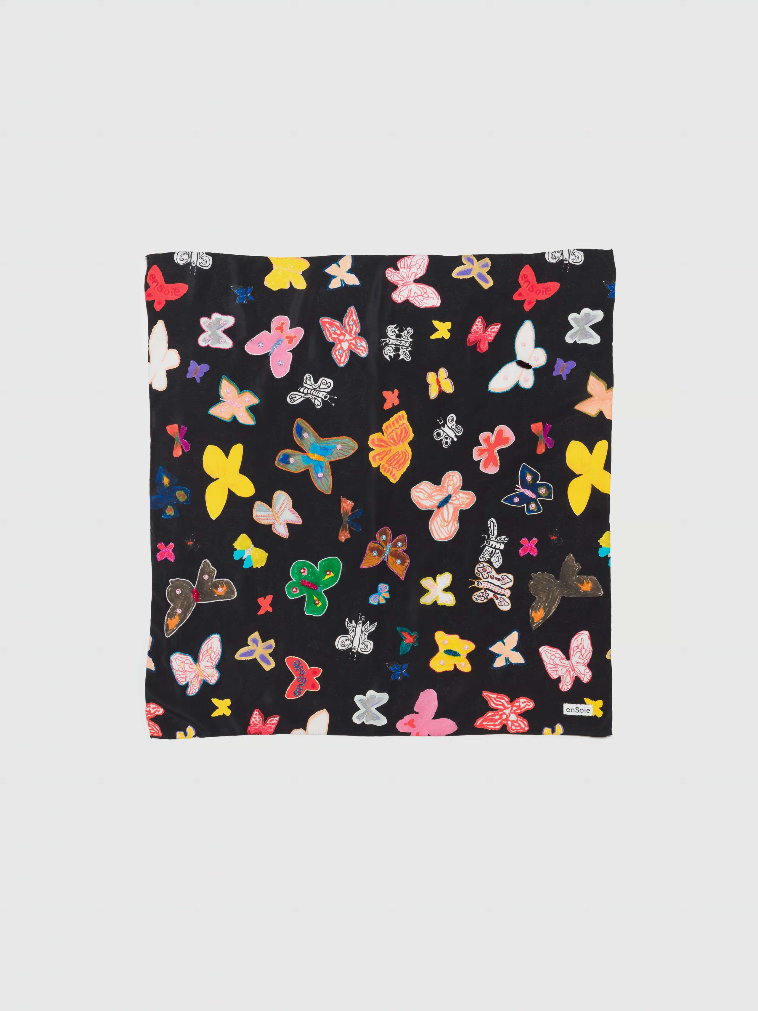Product shot of Carre Foulard in Butterfly Print 