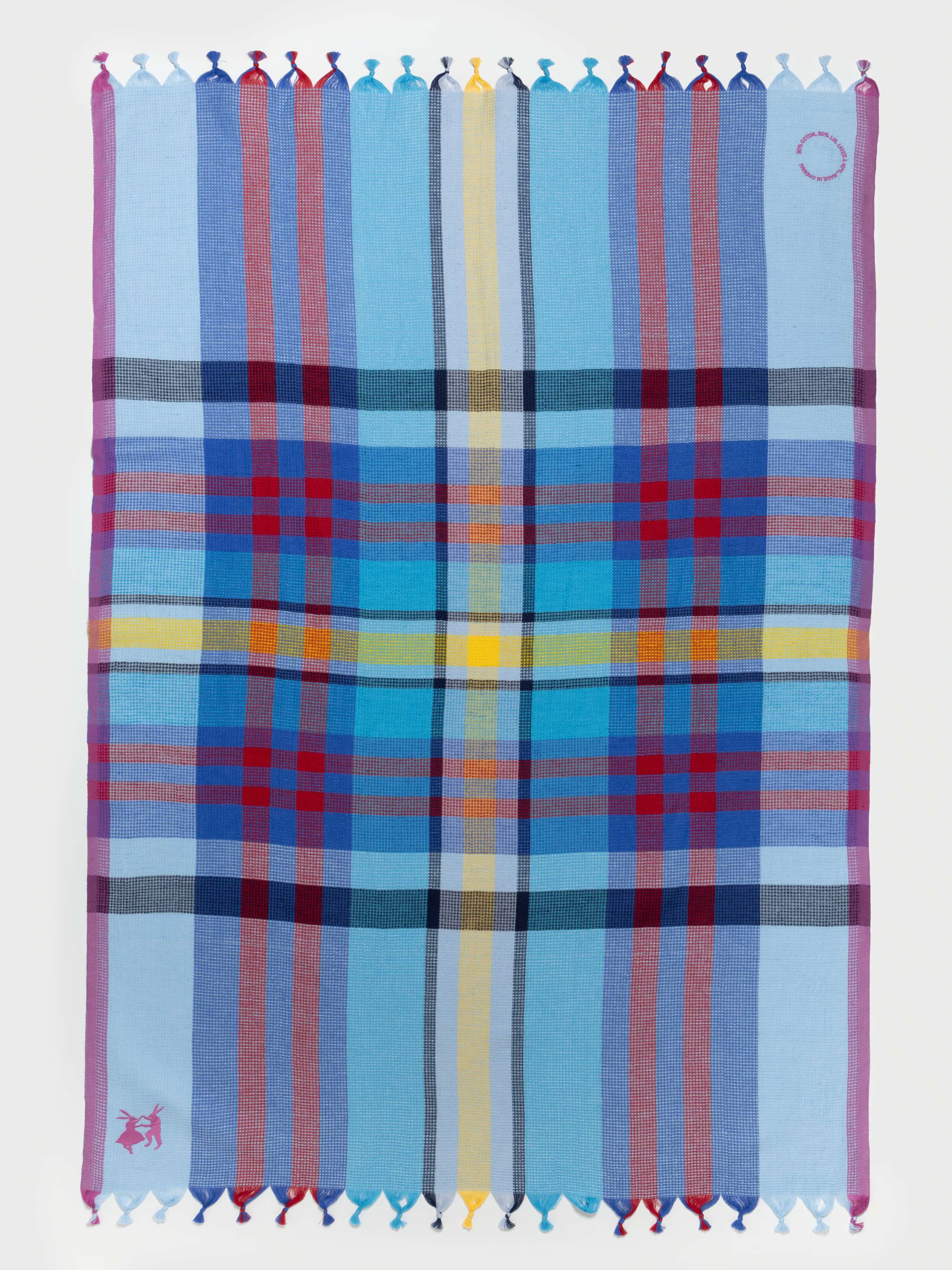 Product shot of Dobby Bath Towel in Light Blue Check 