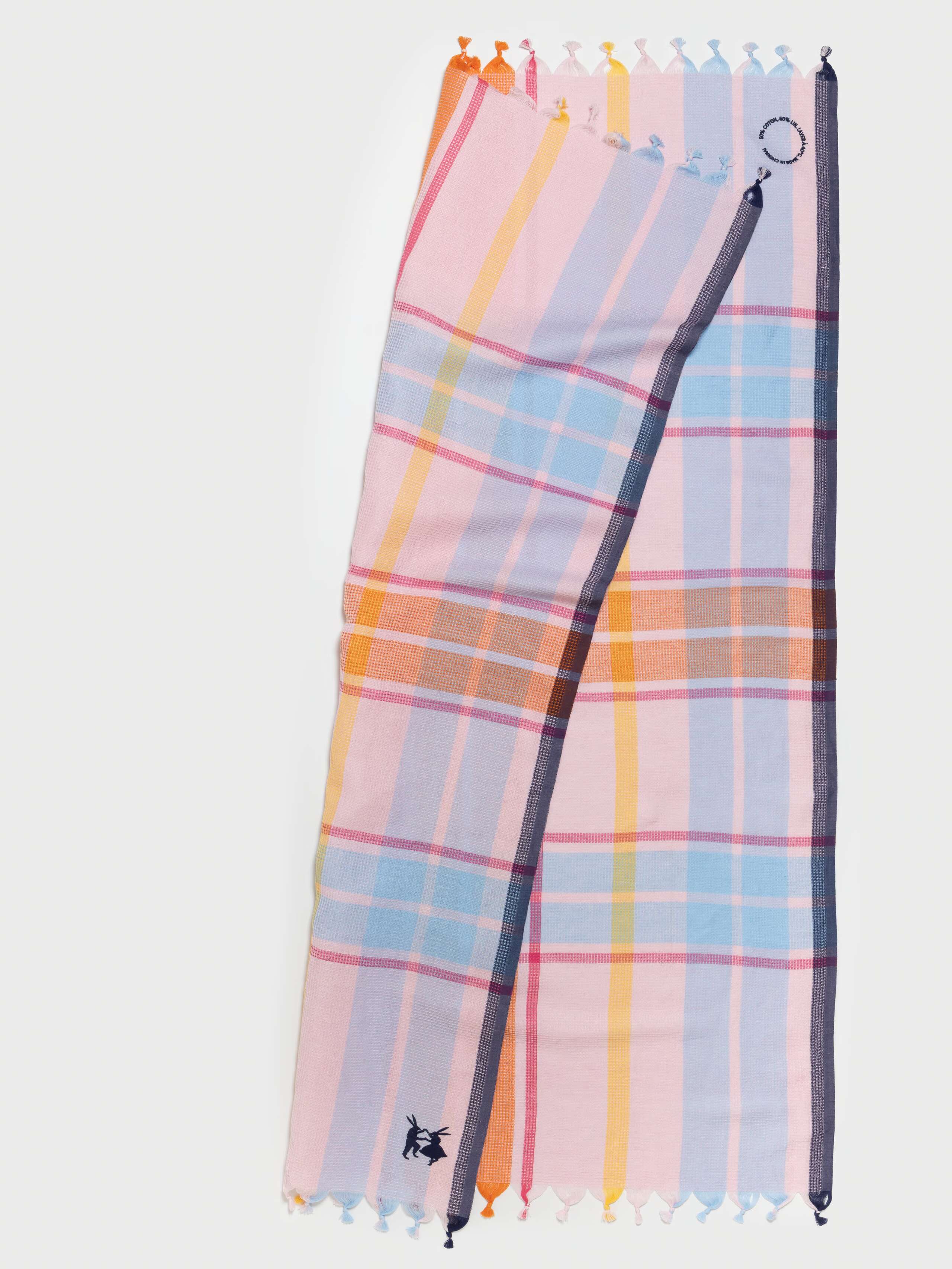 Product shot of Dobby Bath Towel in Light Pink Check 