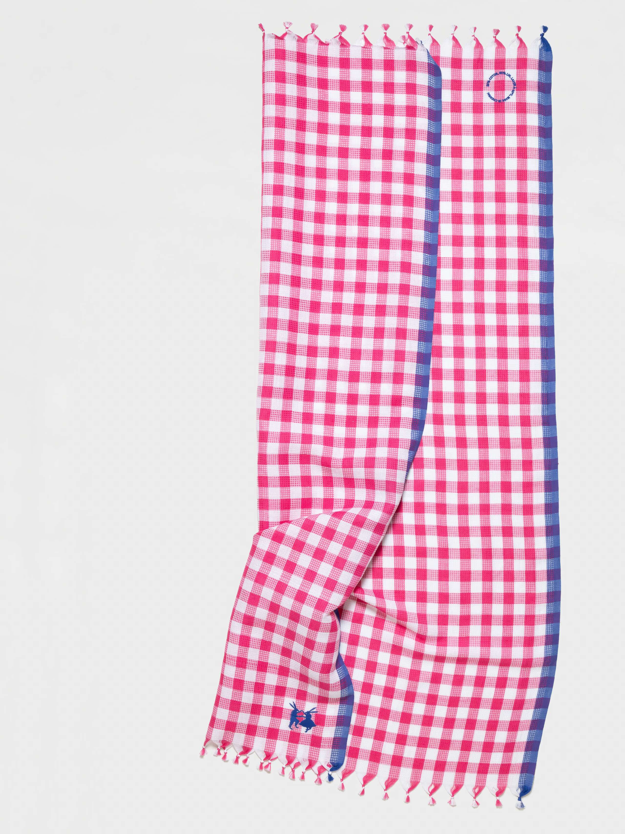Product shot of Dobby Bath Towel in Pink Vichy
