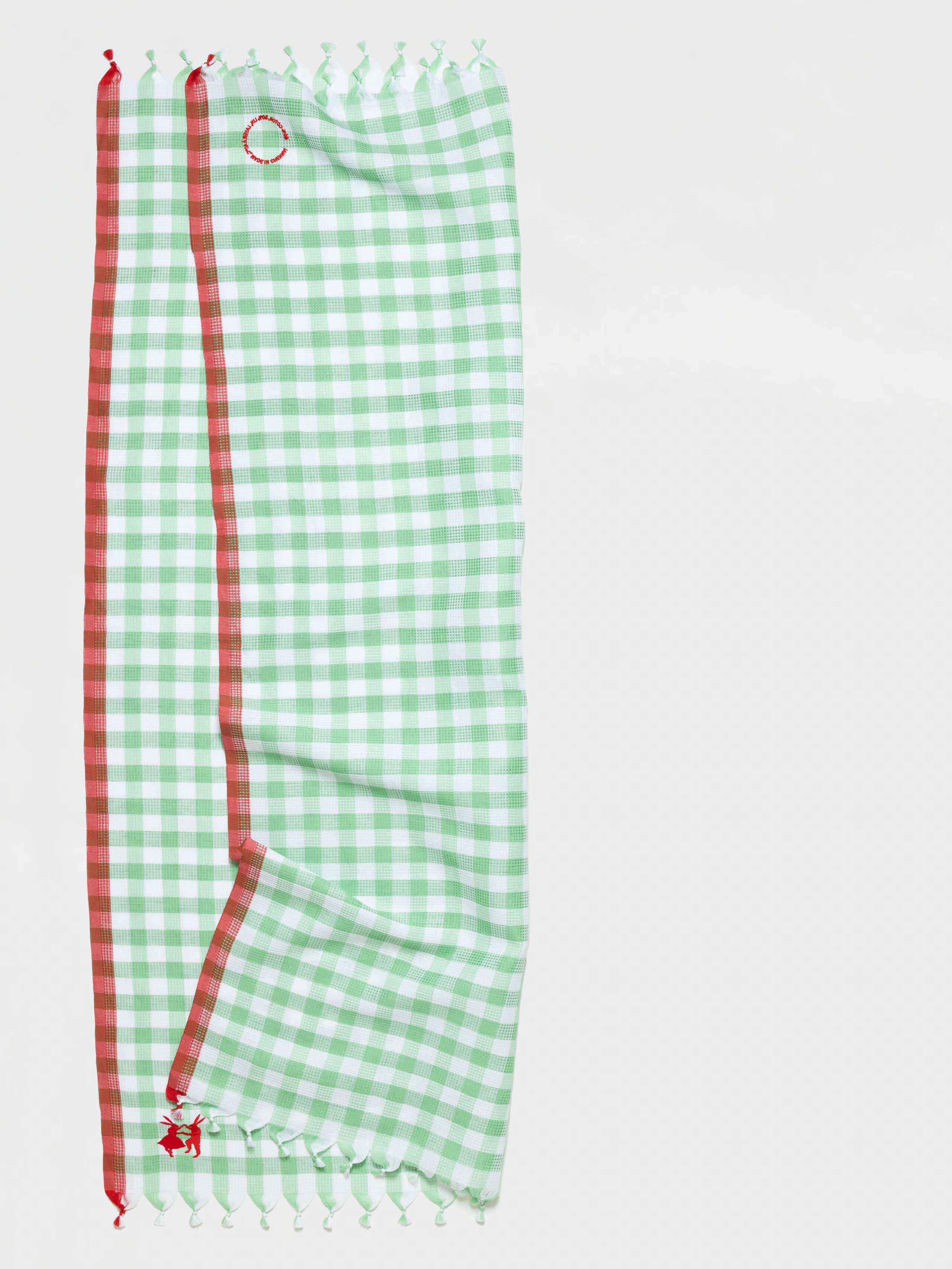 Product shot of Dobby Bath Towel in Green Vichy