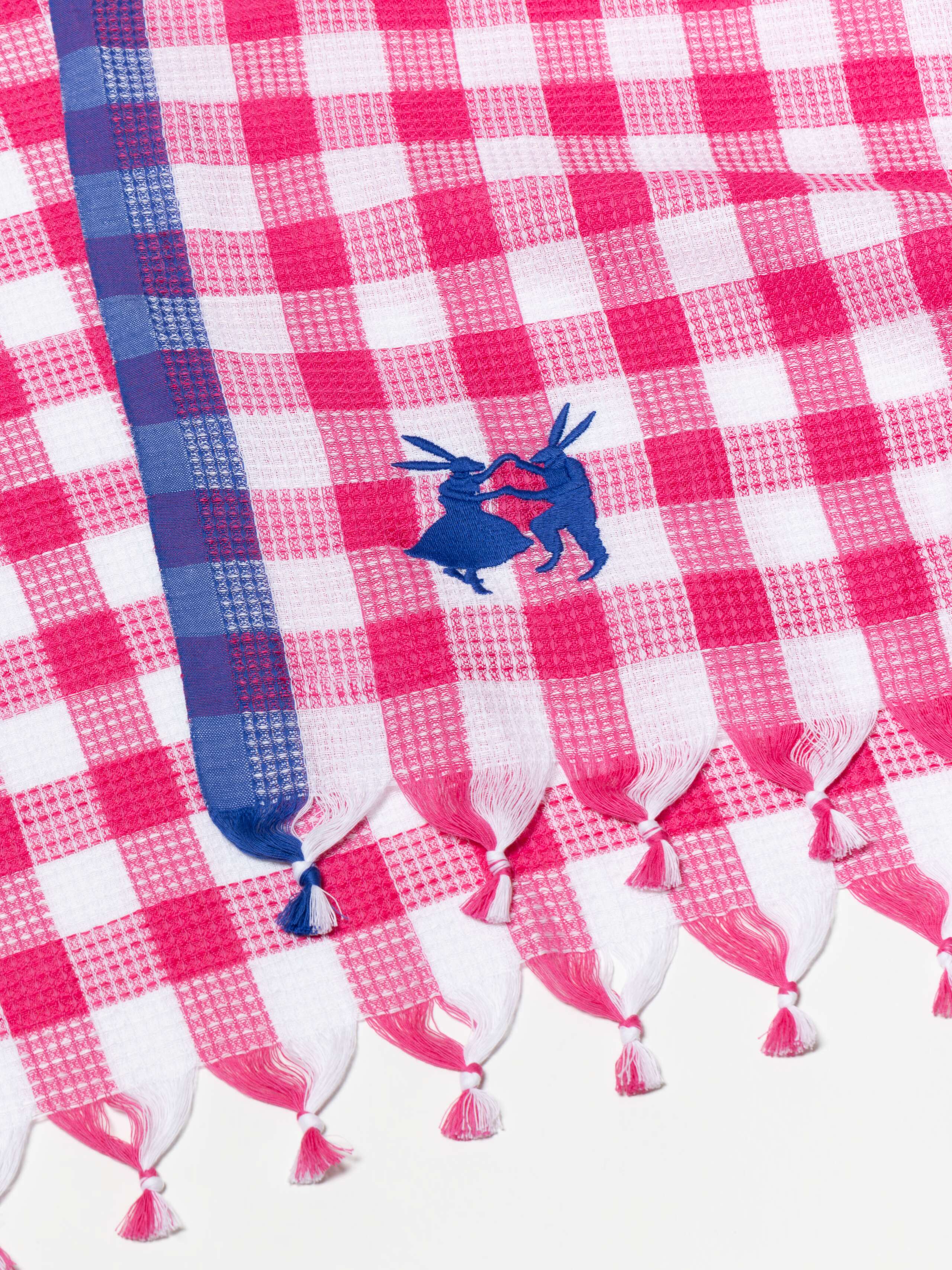 Detail shot of Dobby Bath Towel in Pink Vichy